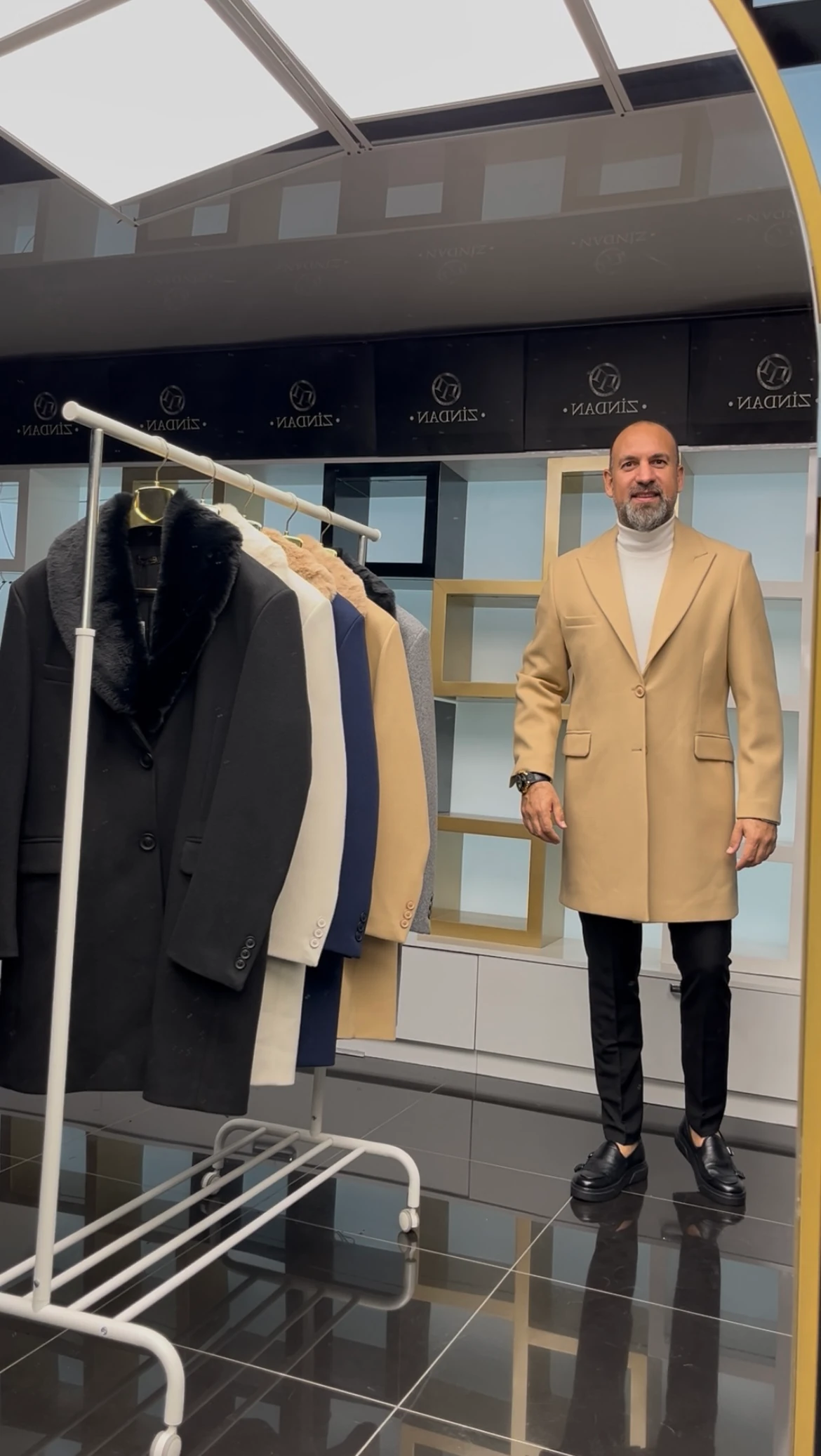 Kürklü Kaşe Kaban Bej 