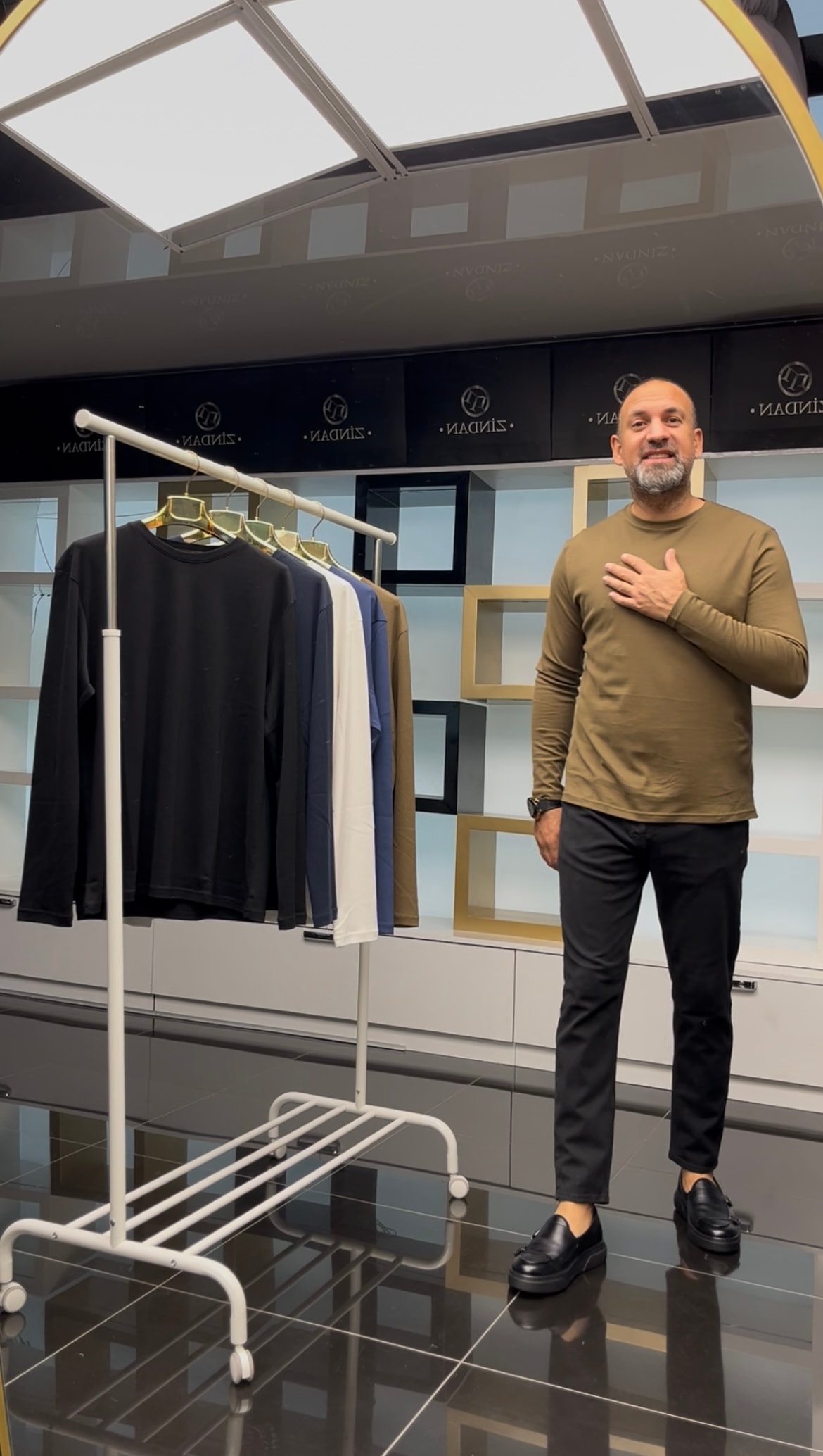 İnce Pamuk Sweatshirt Haki