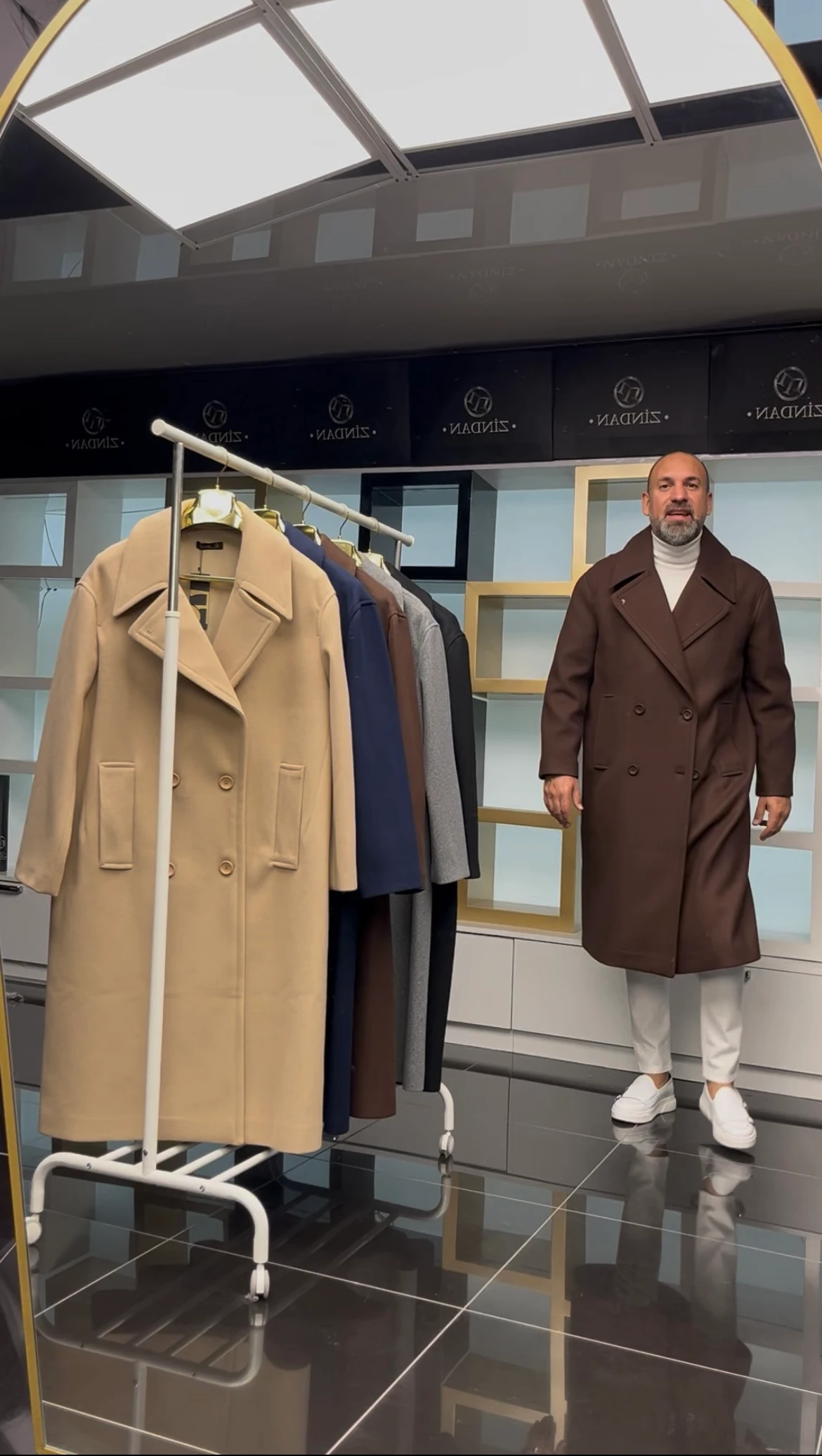 Oversize Kruvaze Kaşe Kaban Acı Kahve 