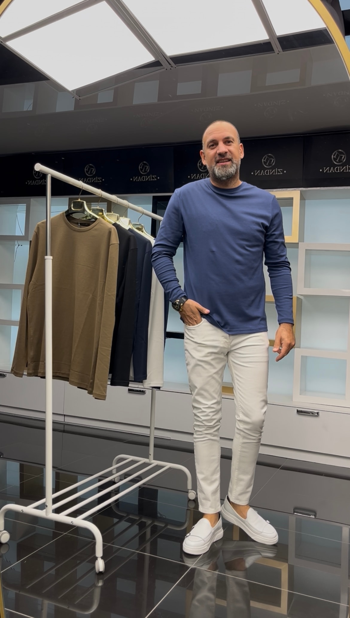 İnce Pamuk Sweatshirt İndigo 