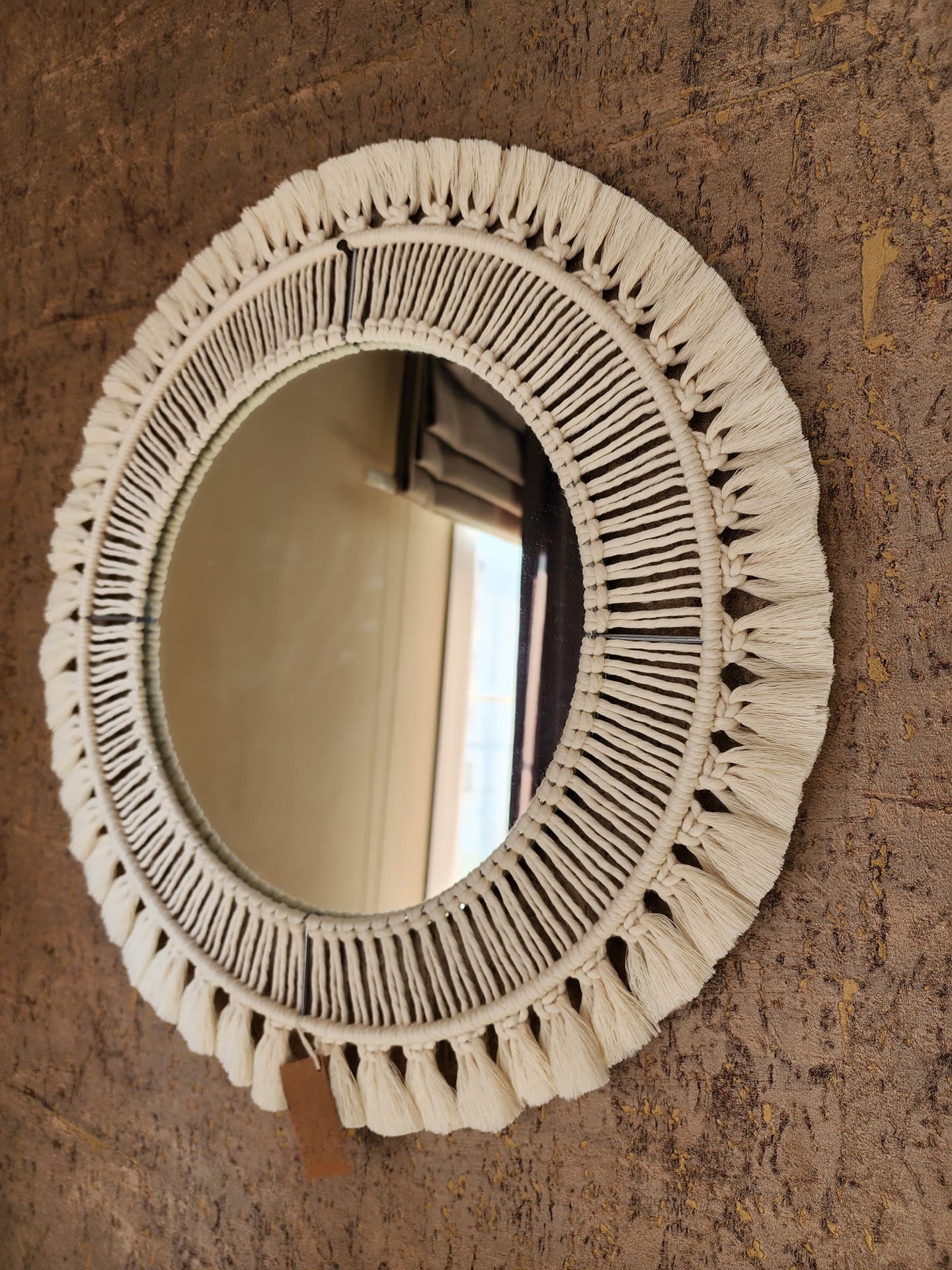 Large Macrame Mirror, Macrame Round Mirror Wall Hanging, Nursery Mirror Decor, Boho Wall Decor, Hand Woven Mirror, Housewarming gift