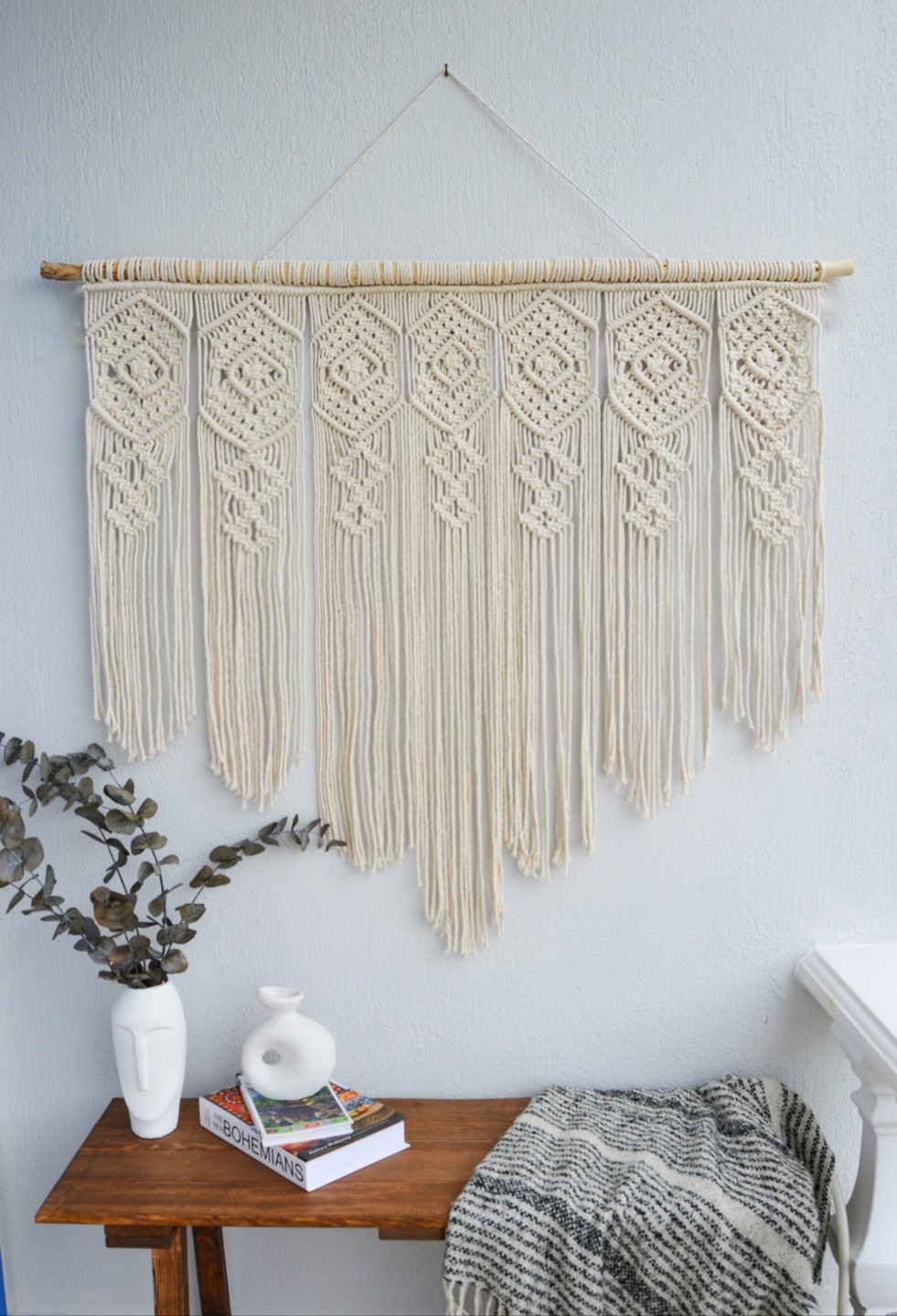 Handmade Macrame Curtain Wall Hanging, Boho Wall Decor, Macrame Door Hanging, Nursery, Housewarming, Home gift, Bohemian Decor