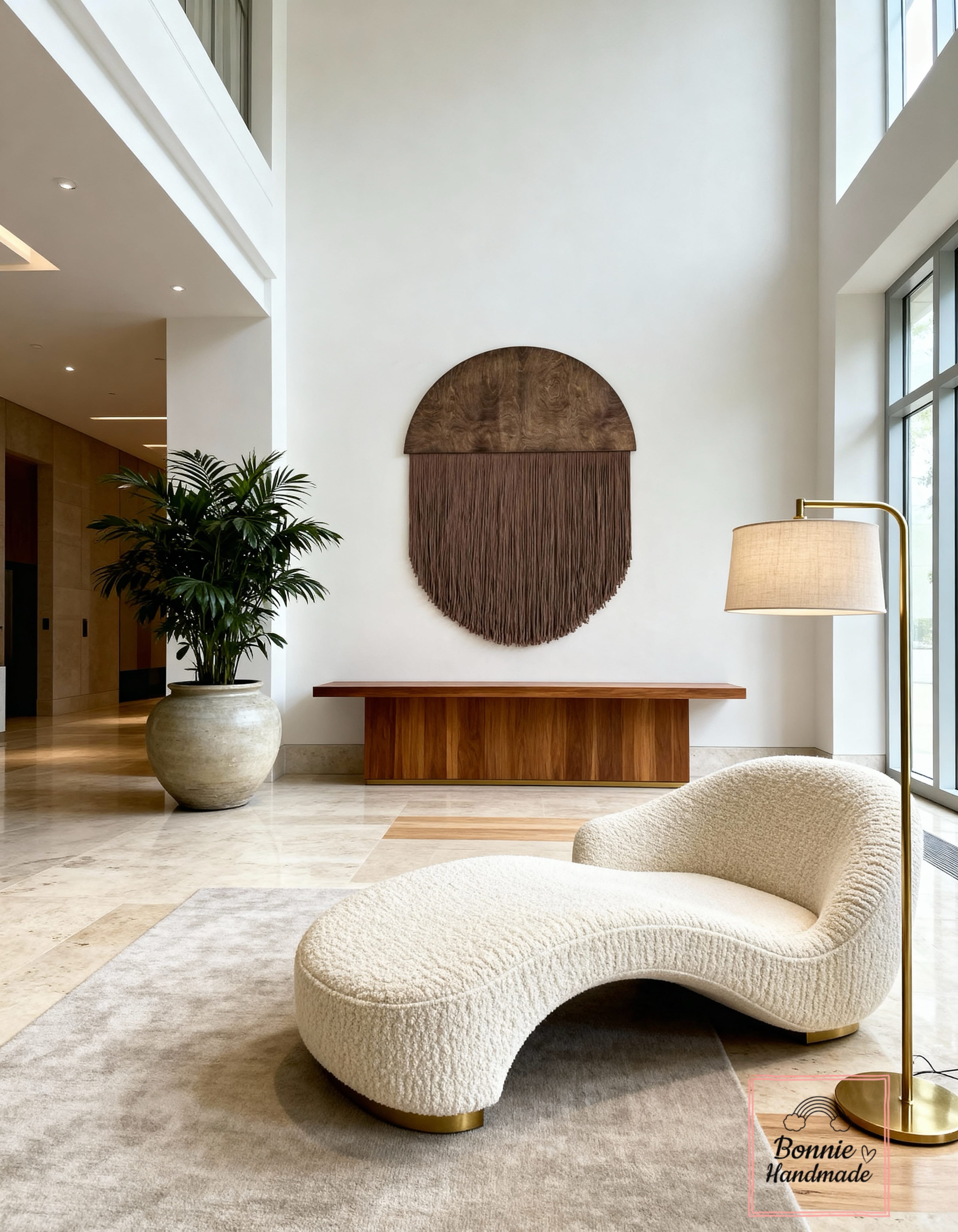 HALFMOON-B  I   Round Macrame Fiber Art  BH23052