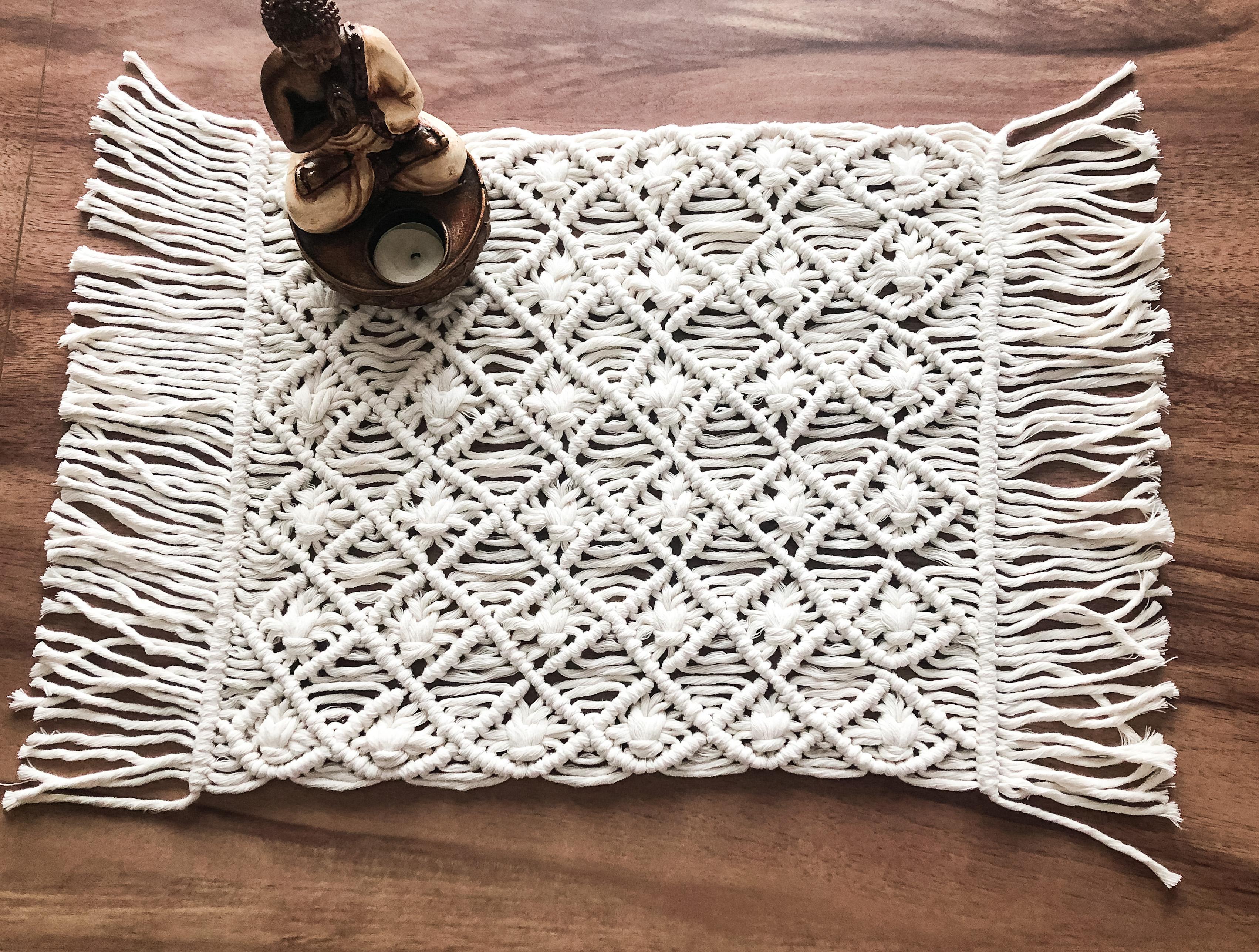 Macrame Placemat, Cotton Rope Table Mat, Macrame Mini Table Runner, Bohemian Dining Table Decor, Customizable Colors and Quantities