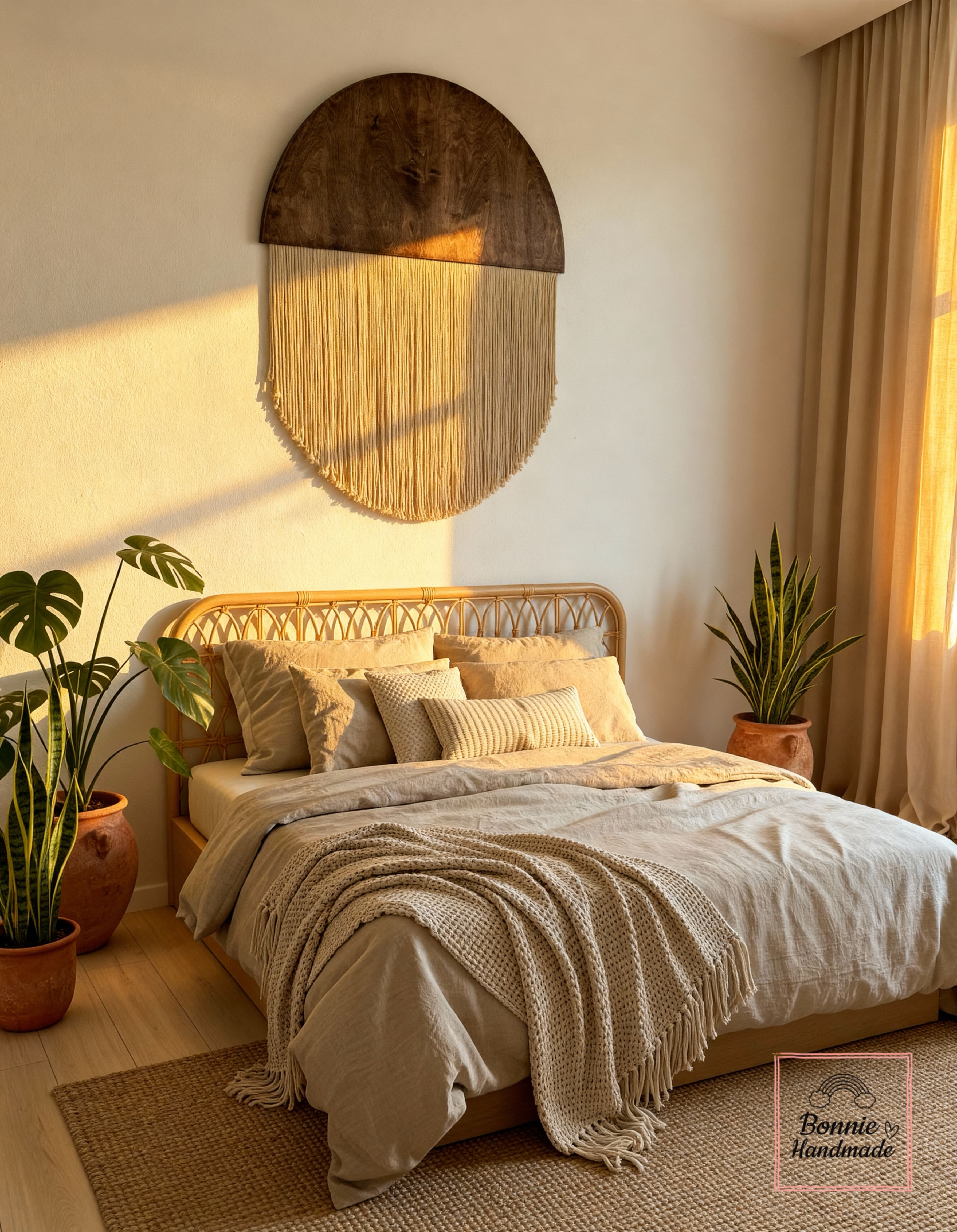 HALFMOON-W  I   Round Macrame Fiber Art  BH23051