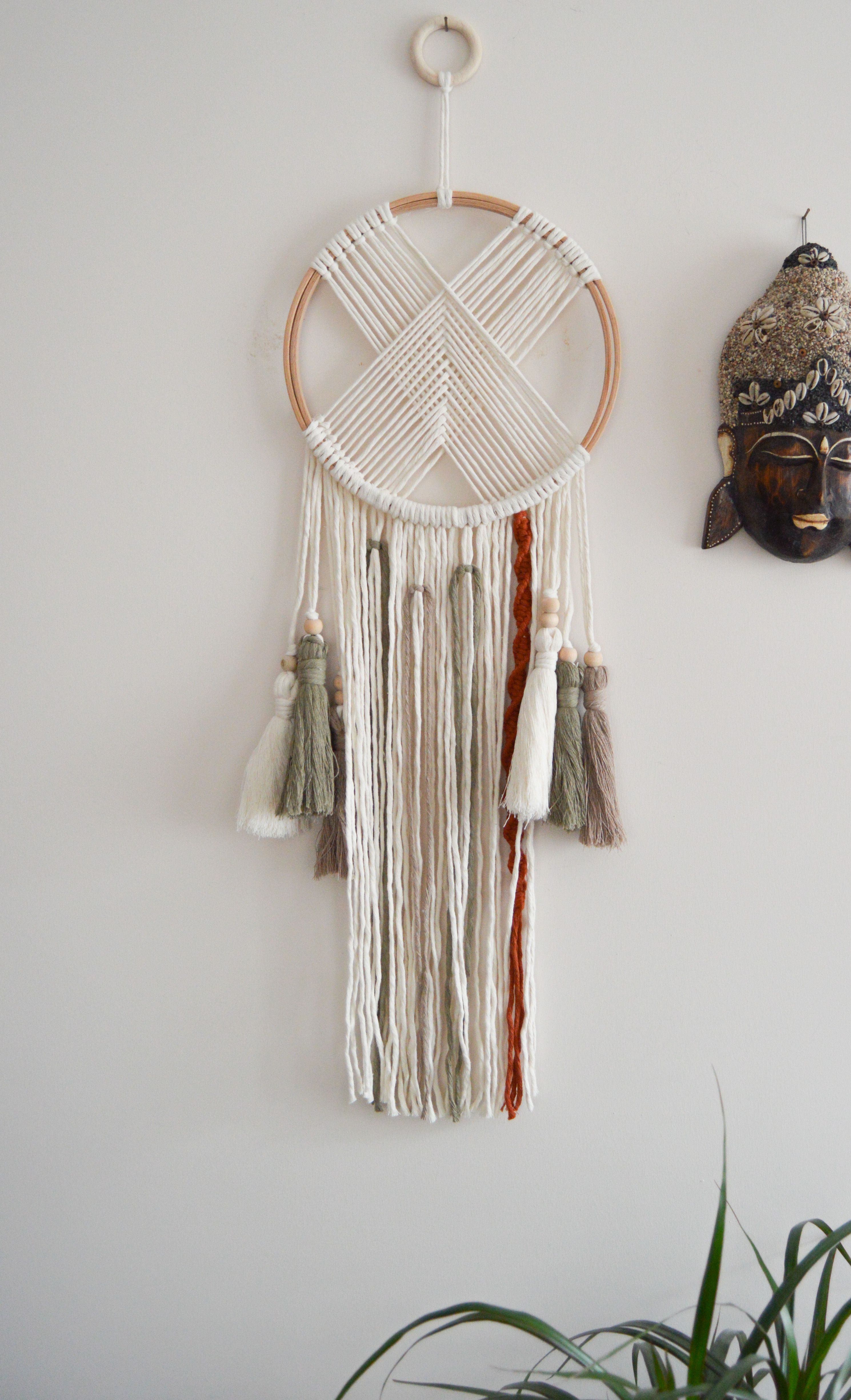 Macrame Dream Catcher, Macrame Boho Decor, Modern Wall Hanging, Handmade Bohemian Style For Home Decoration