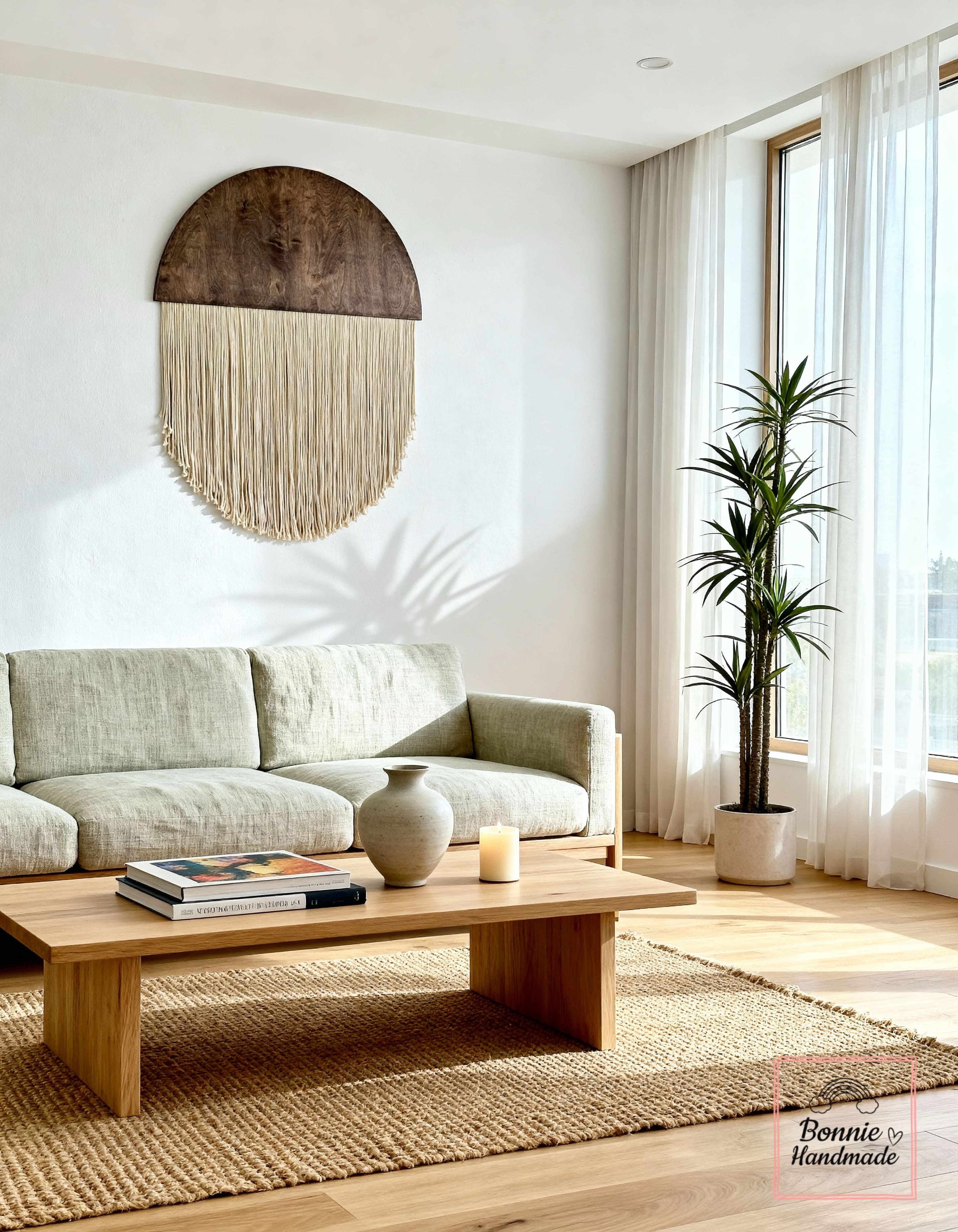 HALFMOON-W  I   Round Macrame Fiber Art  BH23051