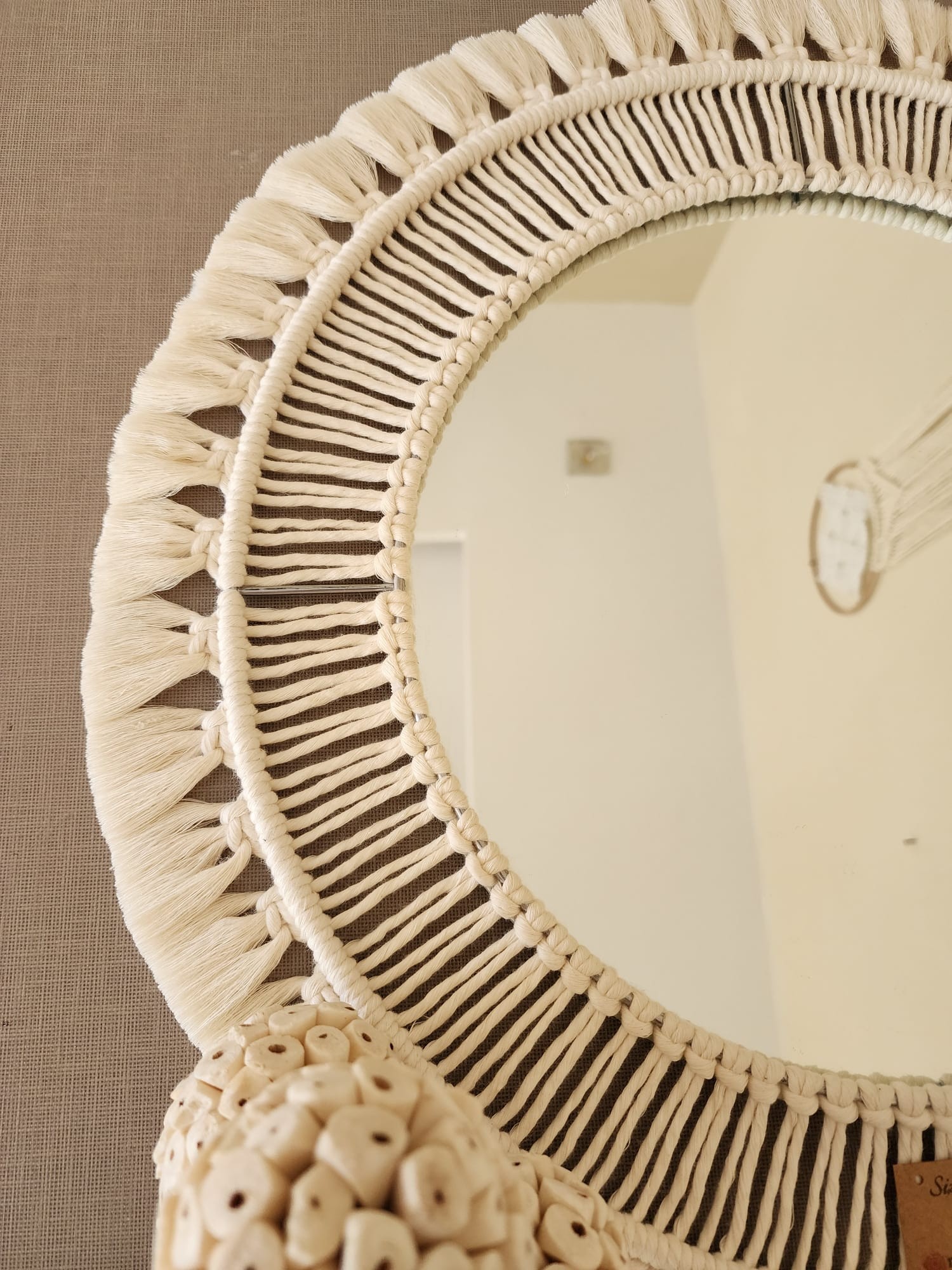 Large Macrame Mirror, Macrame Round Mirror Wall Hanging, Nursery Mirror Decor, Boho Wall Decor, Hand Woven Mirror, Housewarming gift