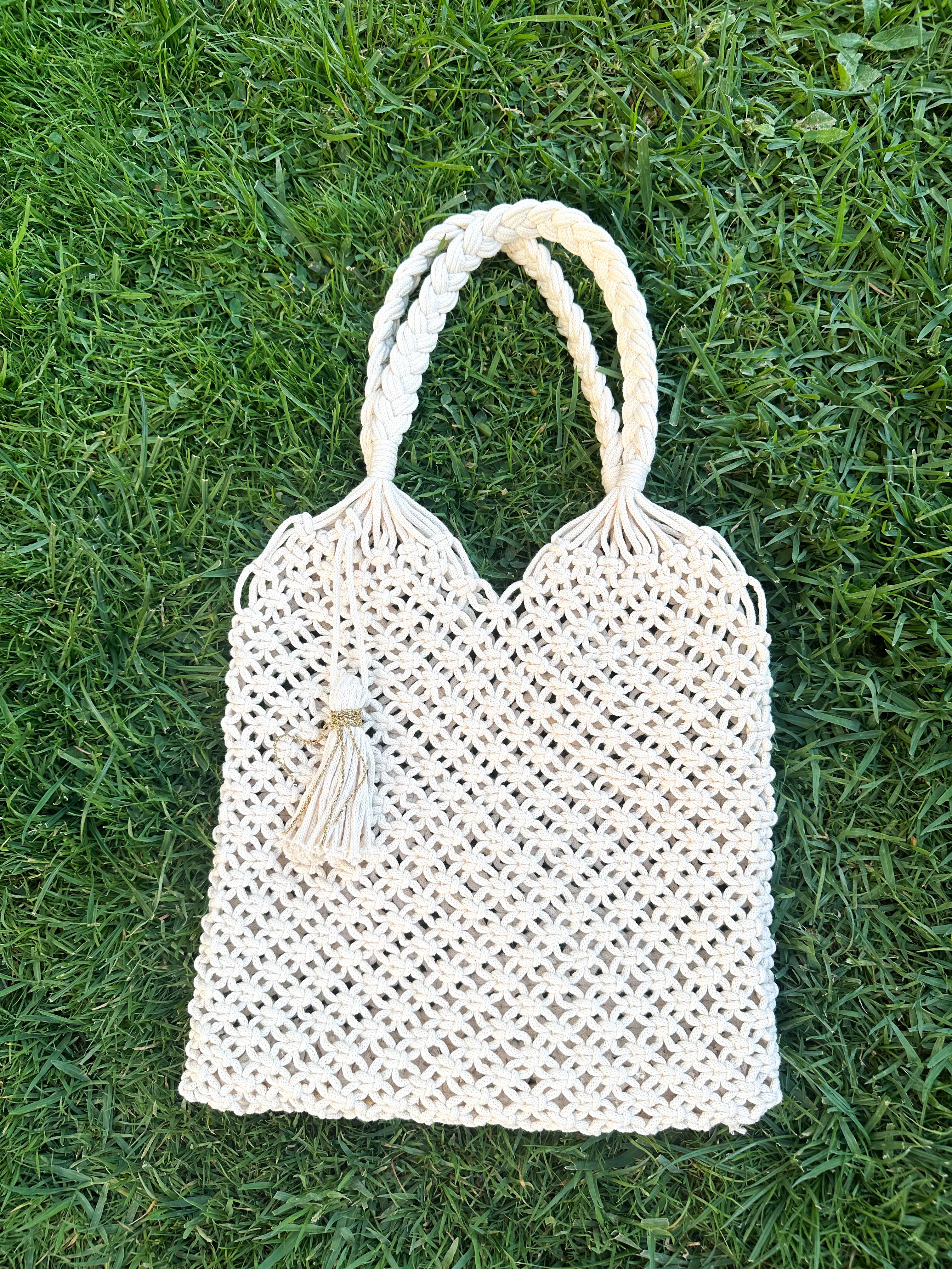 Handmade Macrame Beach Bag, Daily Shoulder Bag, Summer Bag