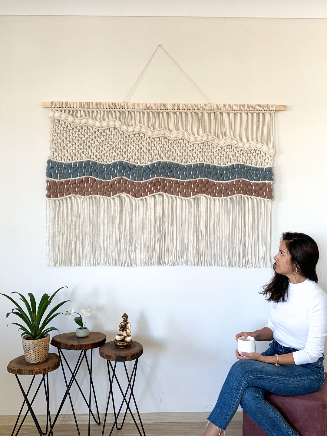 BORDOKECE  I   Extra Large Macrame Wall Hanging, Woven Wall Tapestry, Bohemian Art Decoration, Tapestry Wall Hanging, Large Wall Art Oversized Horizontal