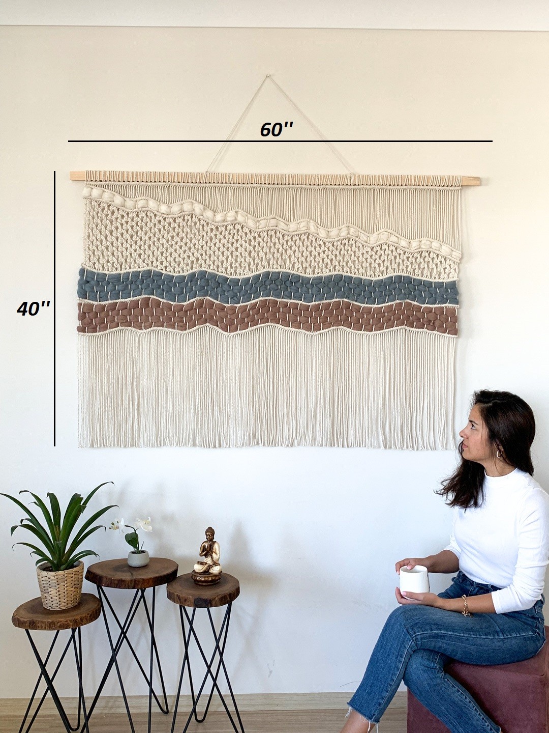 BORDOKECE  I   Extra Large Macrame Wall Hanging, Woven Wall Tapestry, Bohemian Art Decoration, Tapestry Wall Hanging, Large Wall Art Oversized Horizontal