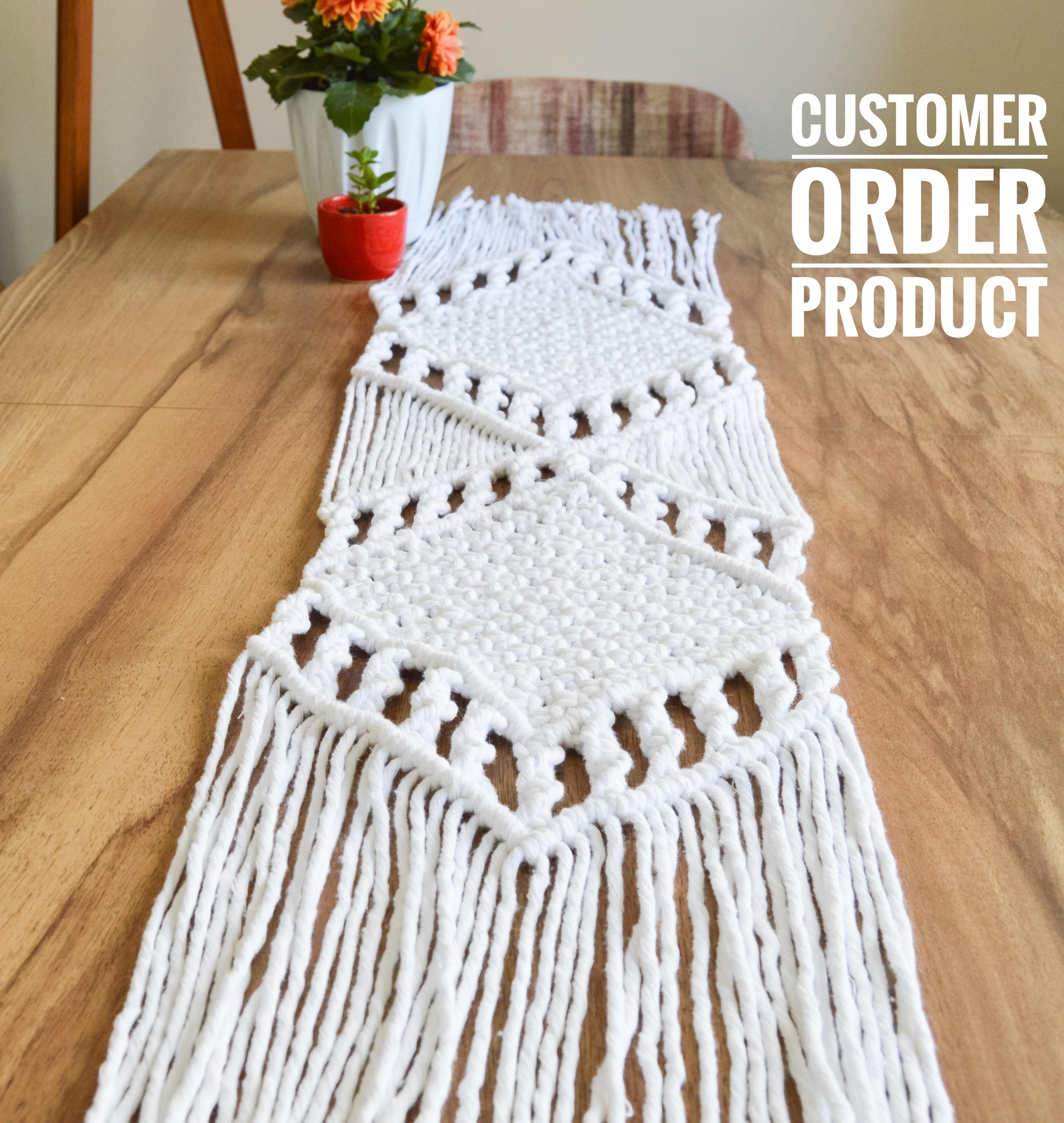 Macrame Table Runner, Dinner Table Runner, Kitchen Table Wares, Handmade Cotton Runner Custom Size, Wedding Chair Macrame Decor