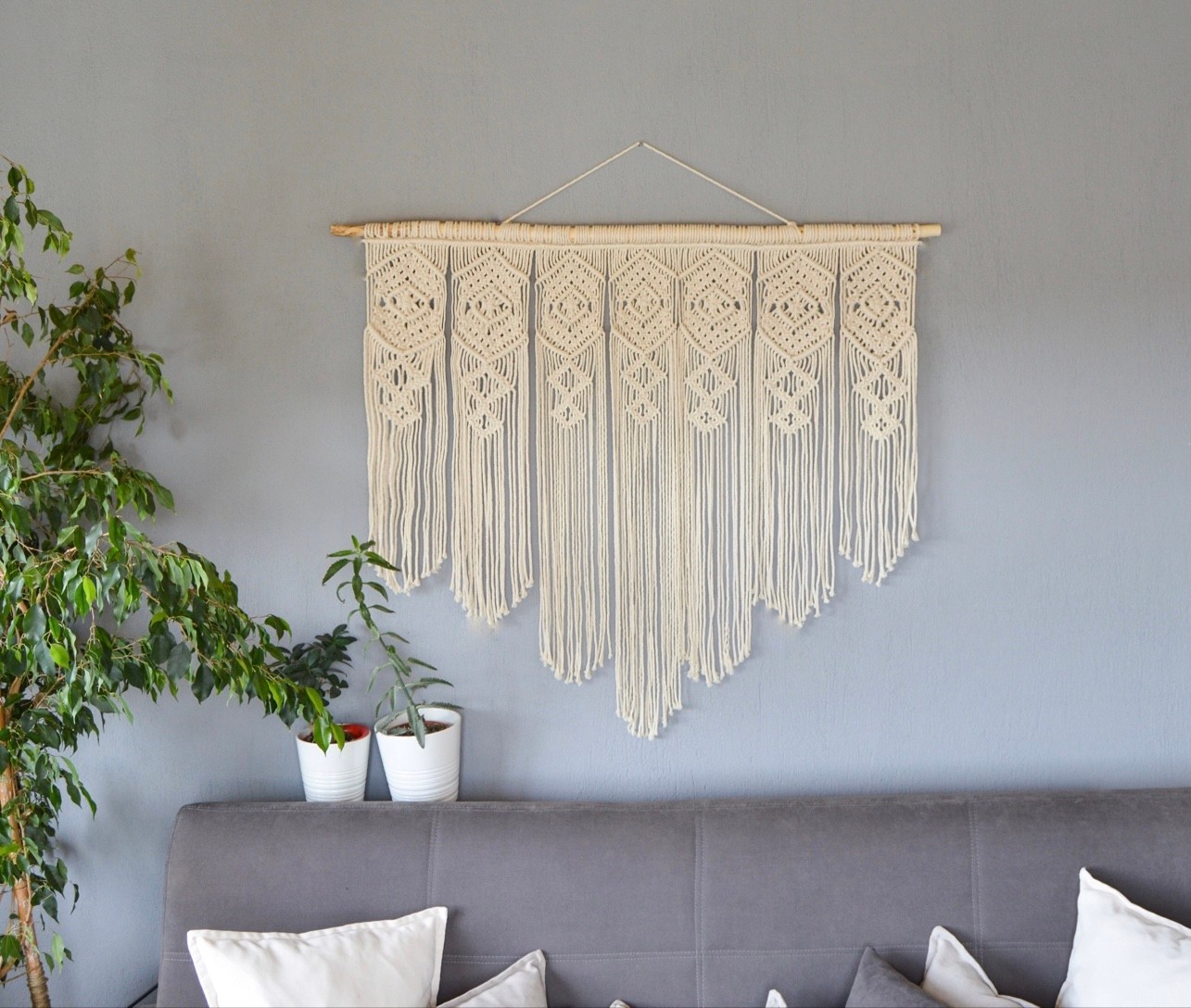 Handmade Macrame Curtain Wall Hanging, Boho Wall Decor, Macrame Door Hanging, Nursery, Housewarming, Home gift, Bohemian Decor