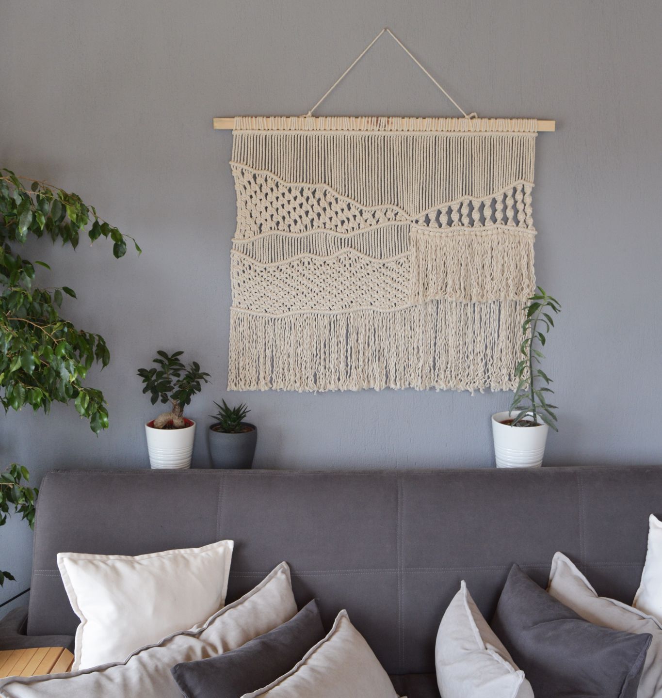 KECESIZ  I   Large Macrame Wall Hanging, Woven Wall Tapestry, Boho Wall Decor, Bohemian Art Decoration, Macraweave Tapestry, Modern Wall Rug