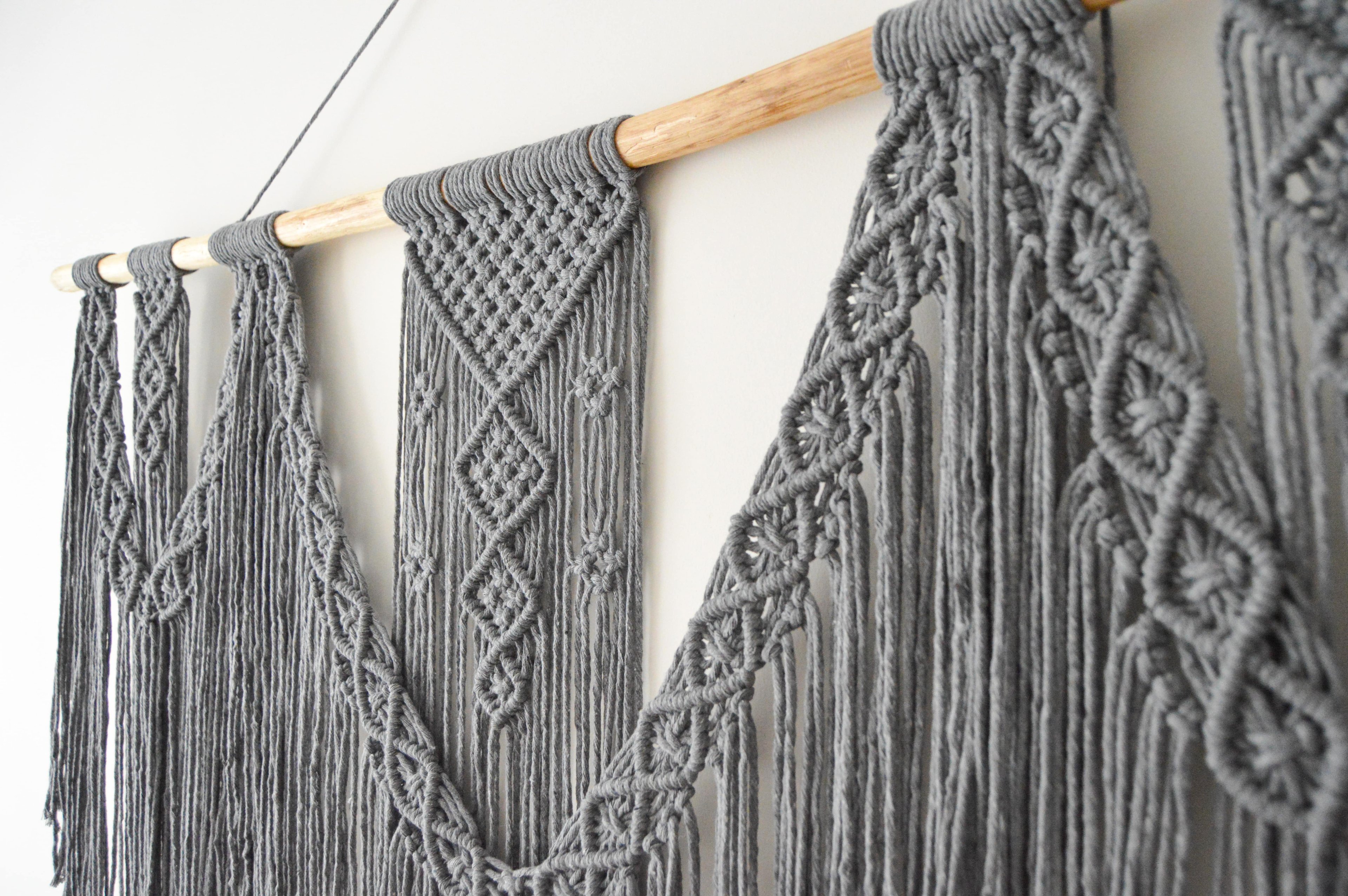 GRAYUCLU  I   Extra Large Macrame Wall Hanging, Gray Bohemian Decoration, Woven Wall Hanging, Macrame Mural, Housewarming gift, Headboard