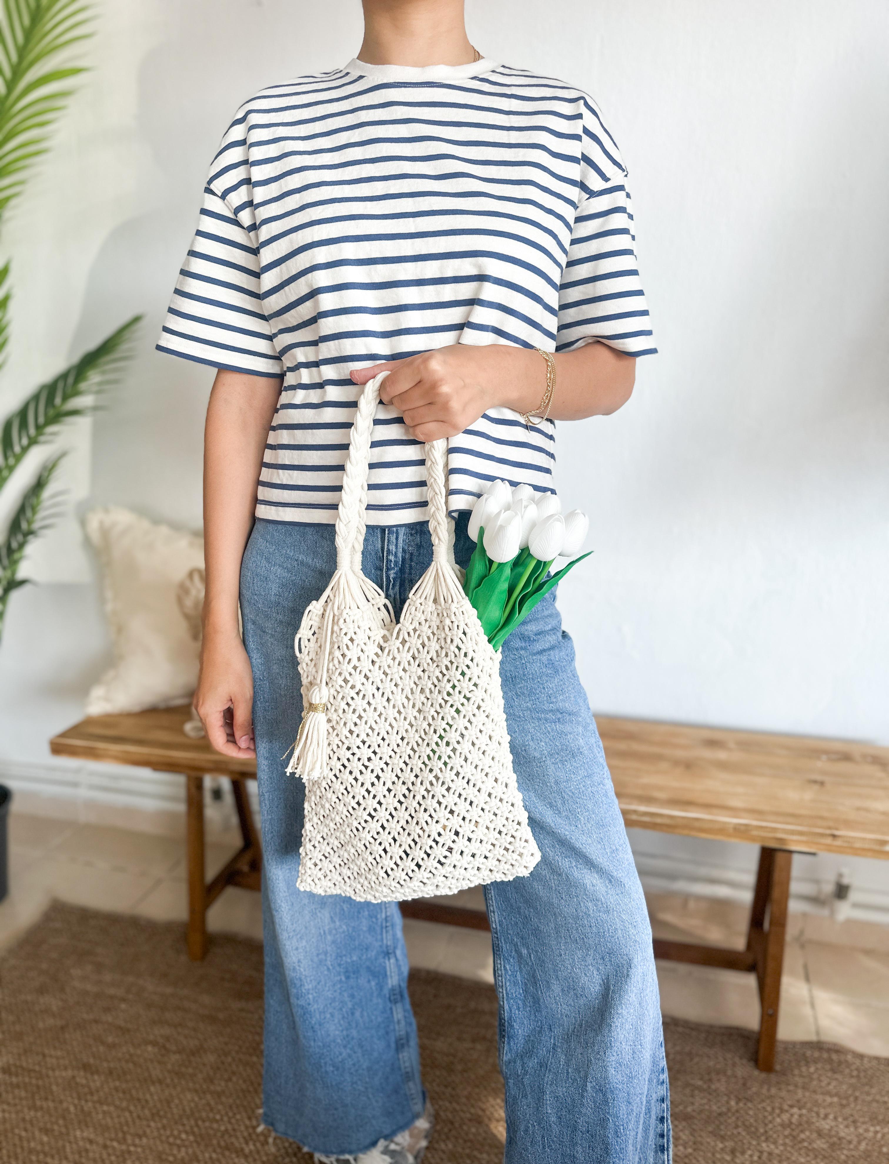 Handmade Macrame Beach Bag, Daily Shoulder Bag, Summer Bag