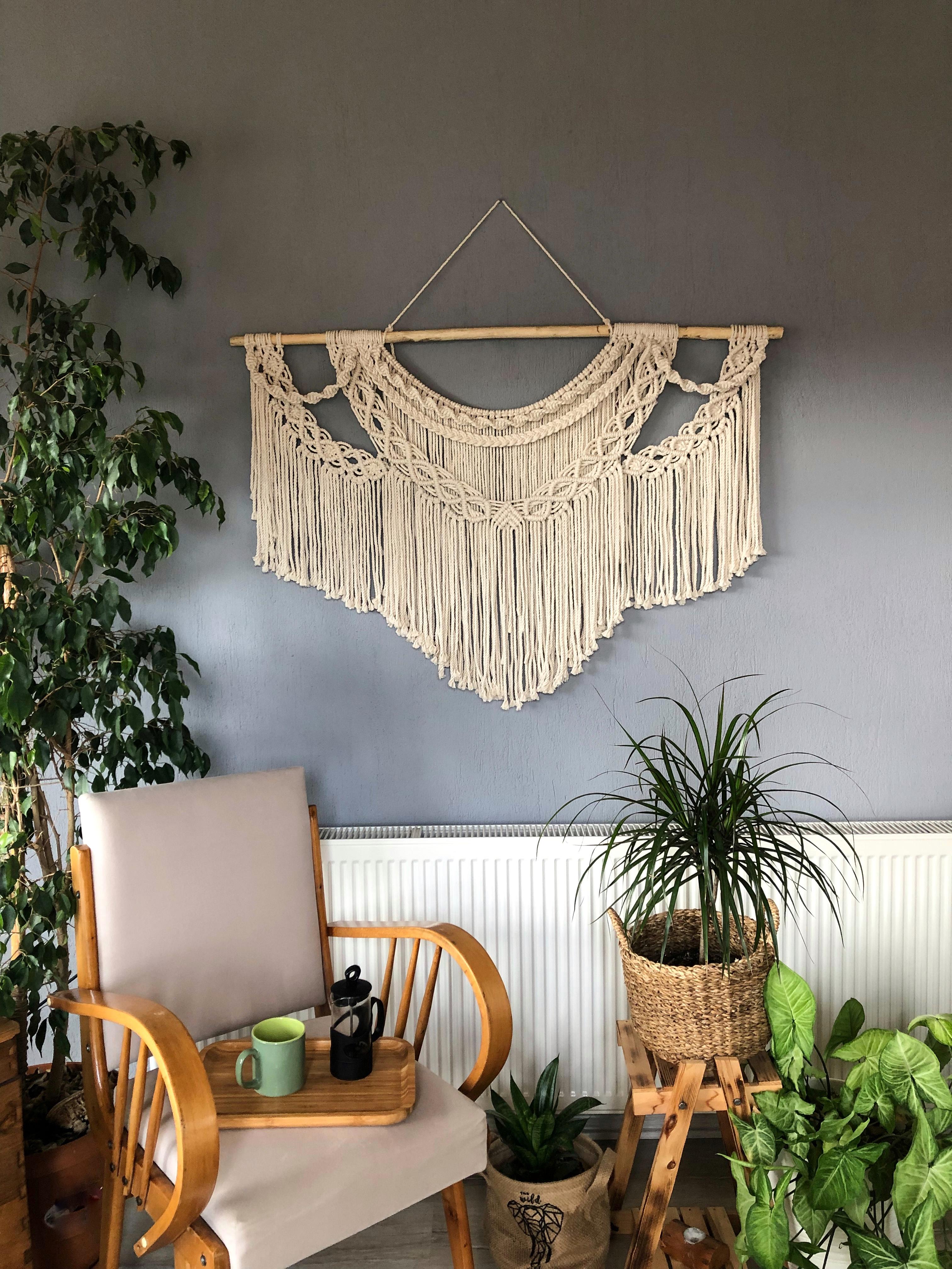 ALMAN   l   Extra Large Macrame Wall Hanging, Initial Wall Decor, Bohemian Decoration, Woven Wall Hanging, Macrame Mural, Headboard