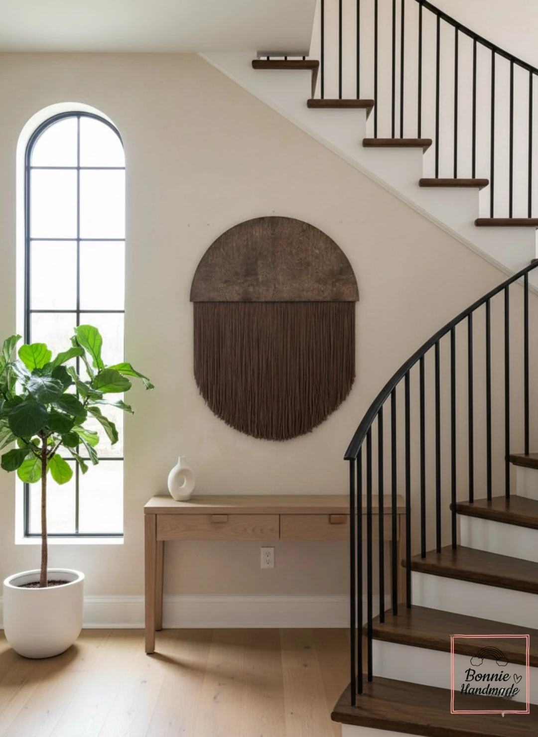 HALFMOON-B  I   Round Macrame Fiber Art  BH23052