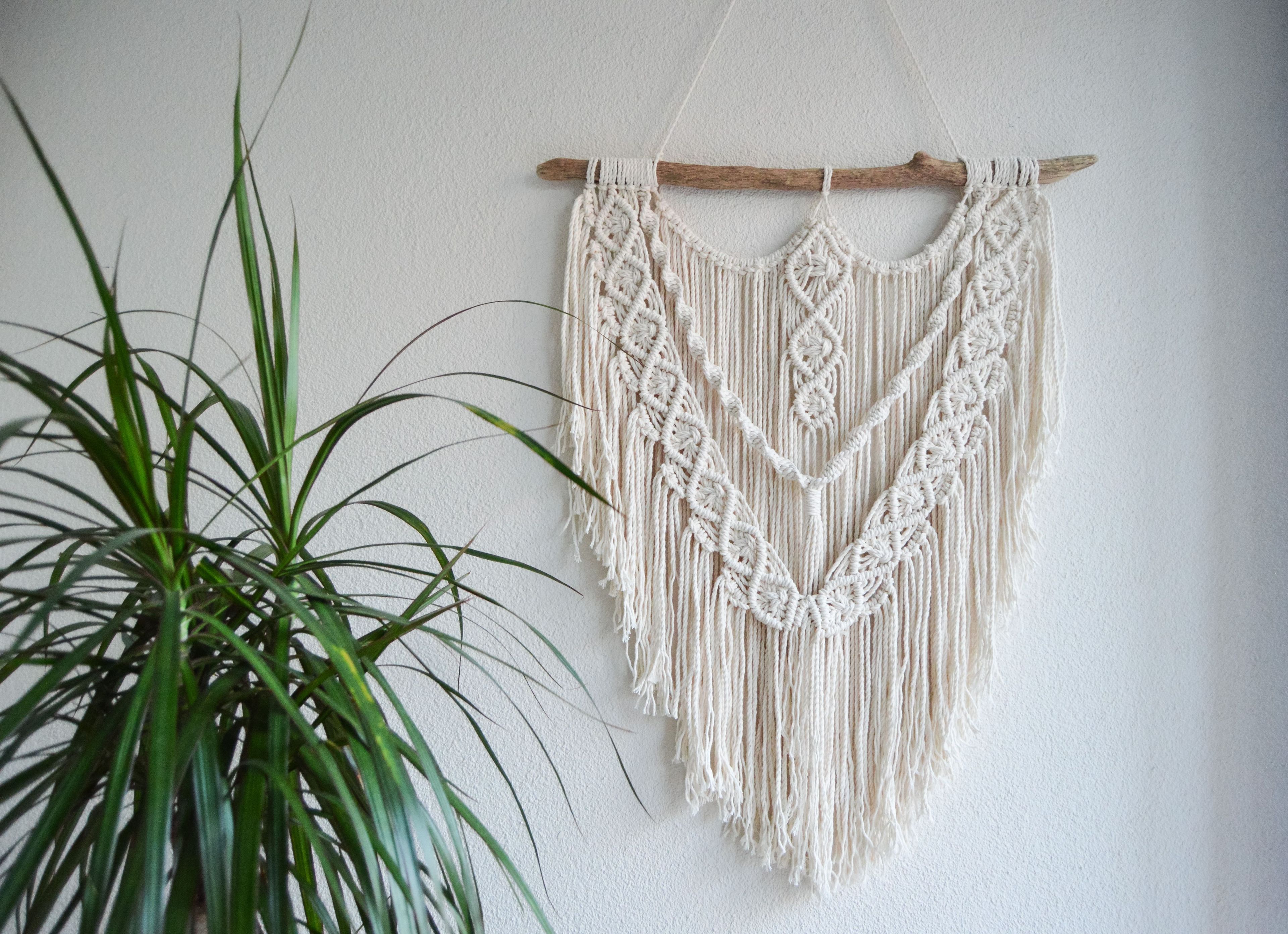 DILEK  I   Medium-Large Macrame Wall Hanging, Minimalist Tapestry, Natural Fiber Art, Modern Woven Wall Hanging, Housewarming gift