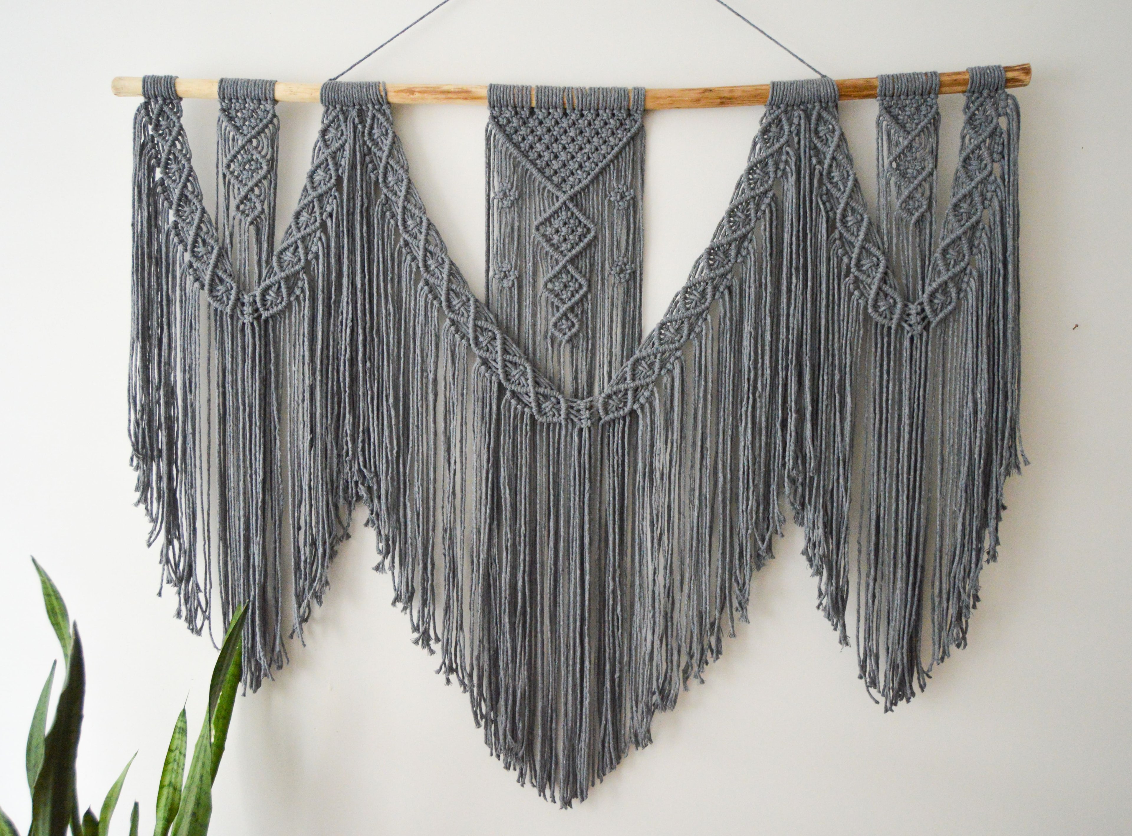 GRAYUCLU  I   Extra Large Macrame Wall Hanging, Gray Bohemian Decoration, Woven Wall Hanging, Macrame Mural, Housewarming gift, Headboard