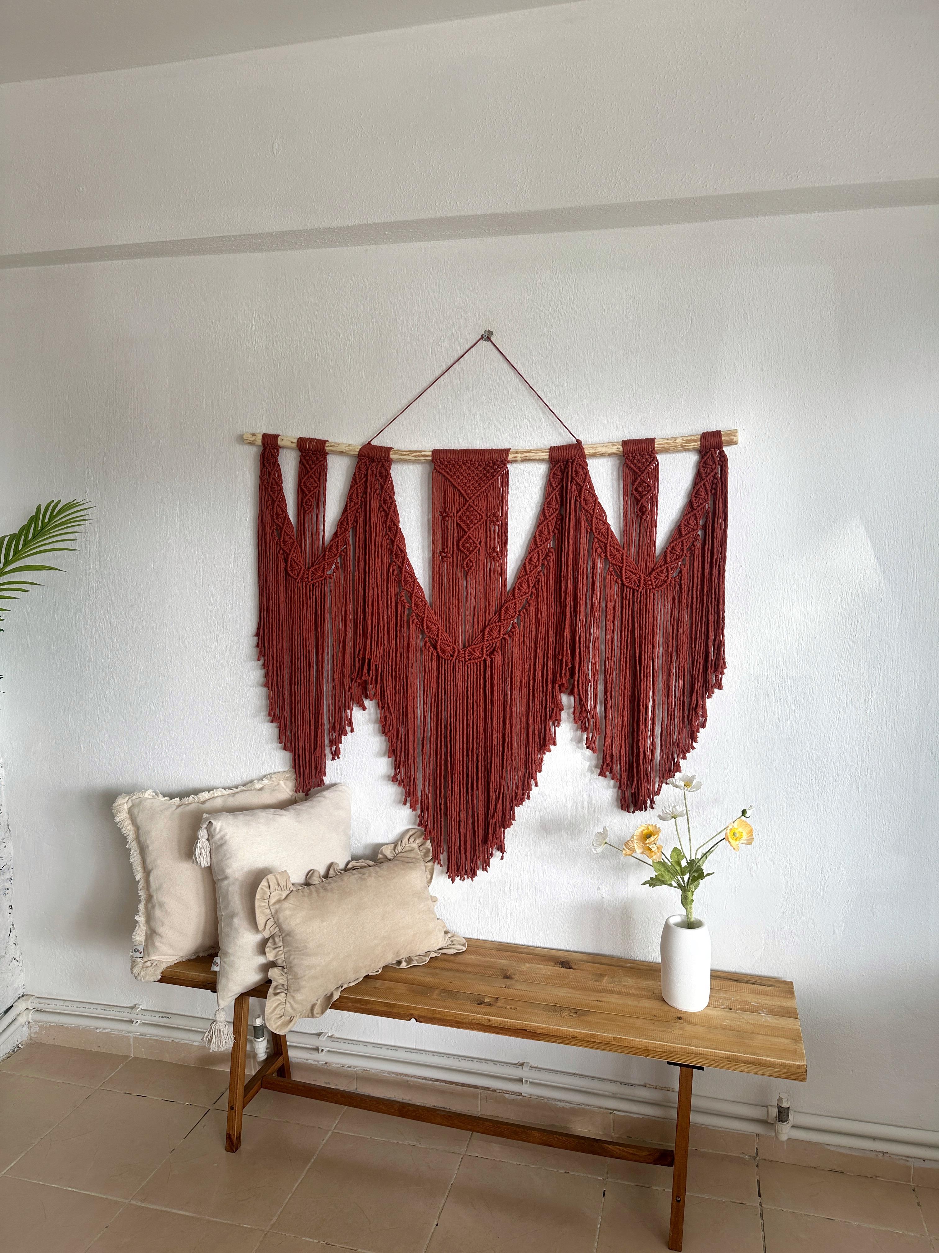 TARCIN  I   Extra Large Macrame Wall Hanging, Cinnamon Bohemian Decoration, Woven Wall Hanging, Macrame Mural, Housewarming gift, Headboard
