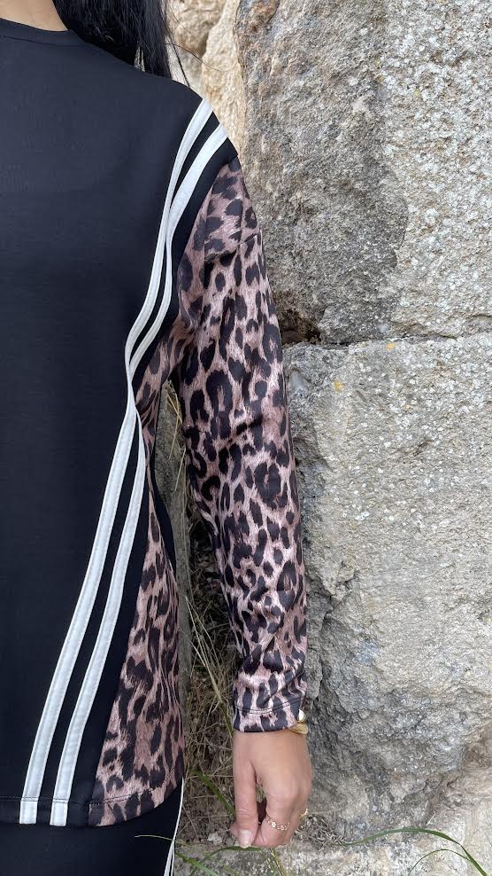 031 Leopar Çift Şeritli Modal Takım