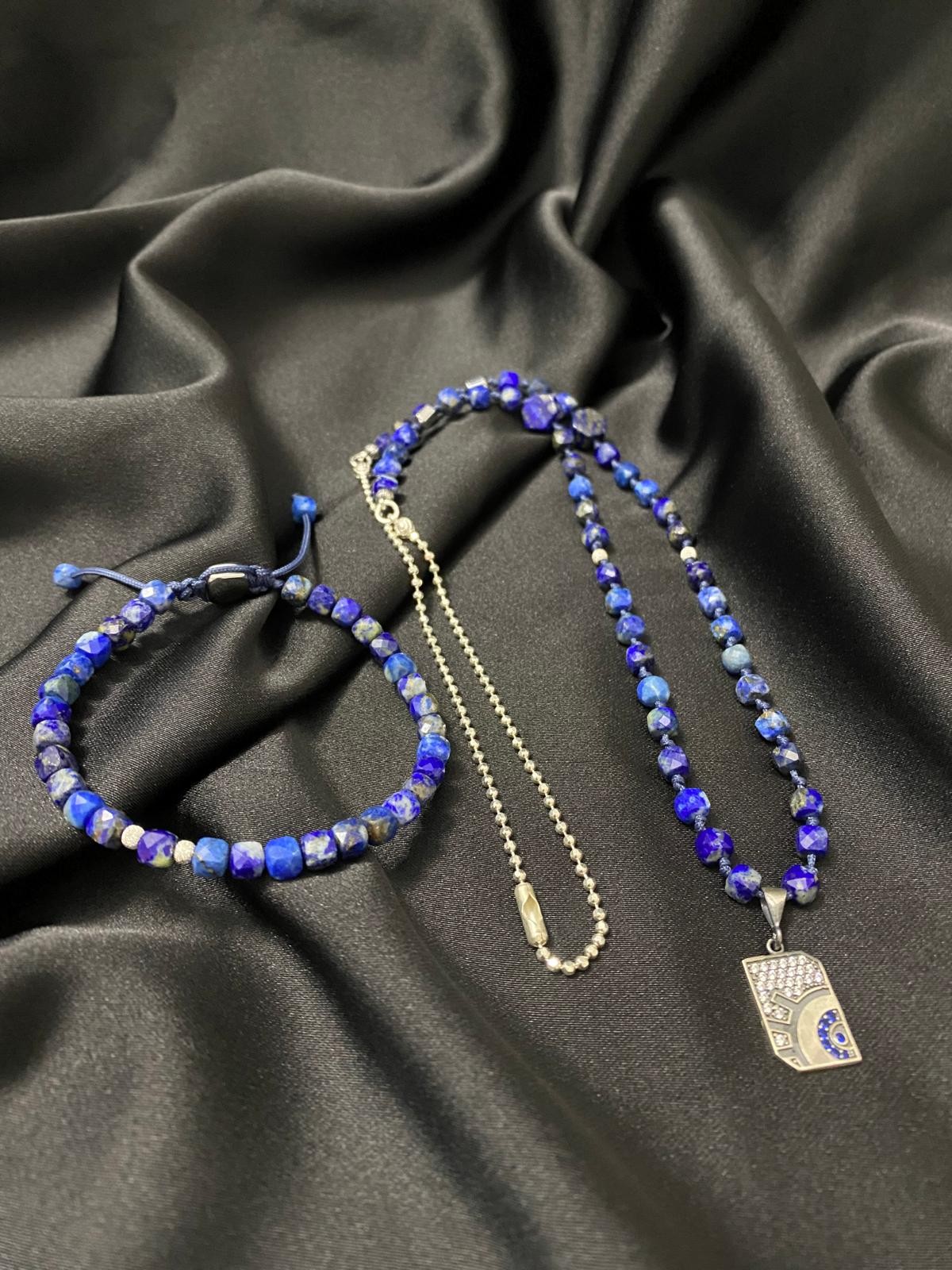 Lapis Lazuli Gümüş Kolye Bileklik