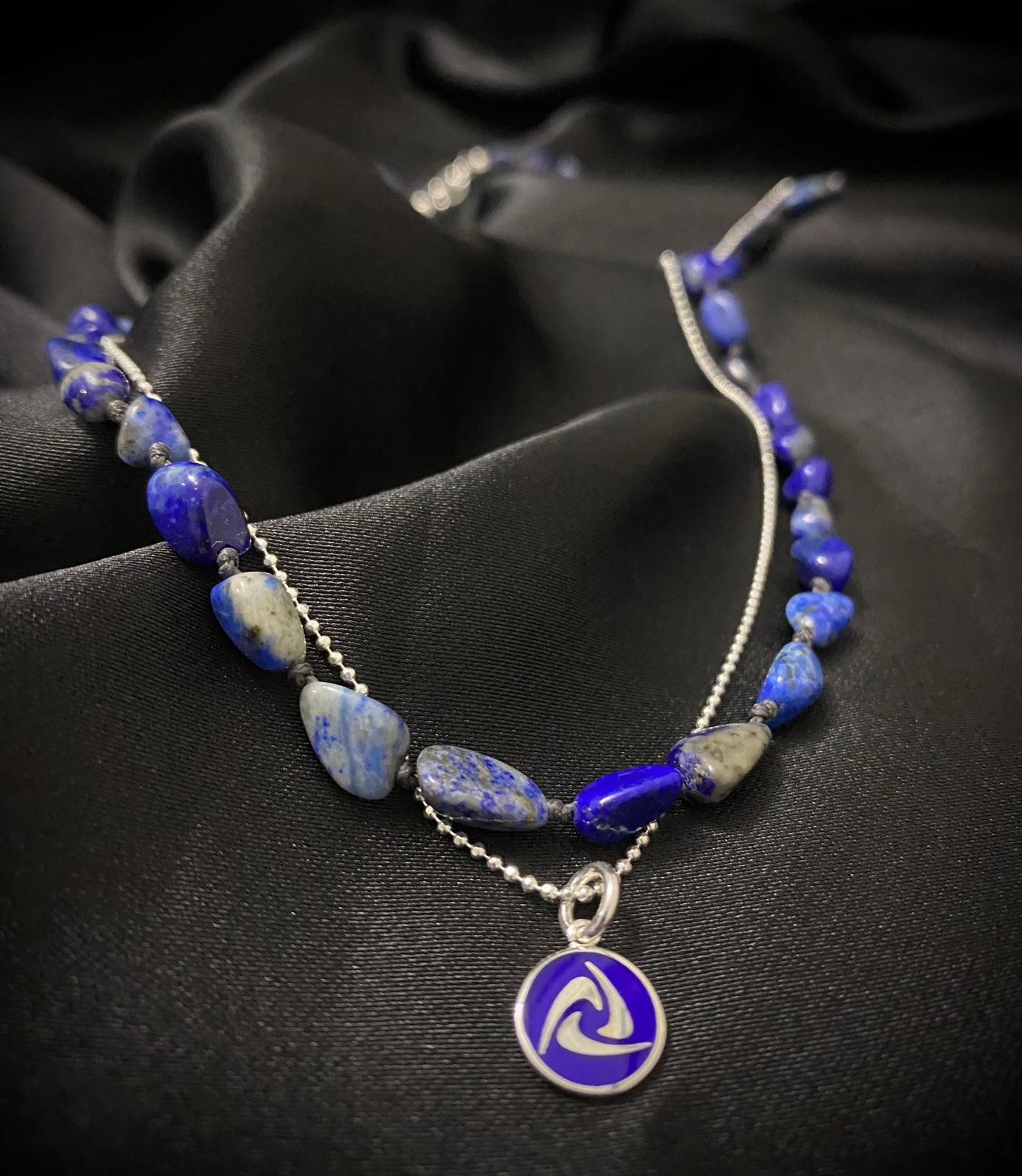 Lapis Lazuli Doğaltaş Gümüş Kolye