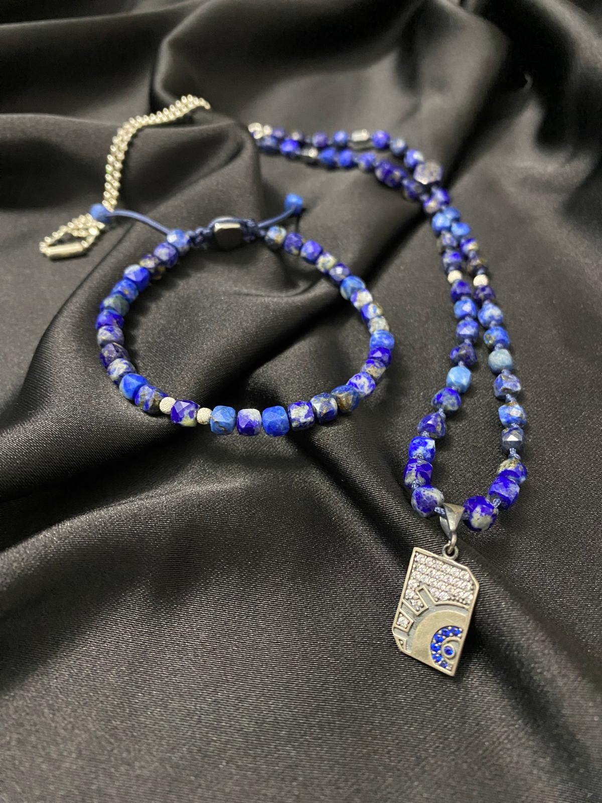 Lapis Lazuli Gümüş Kolye Bileklik