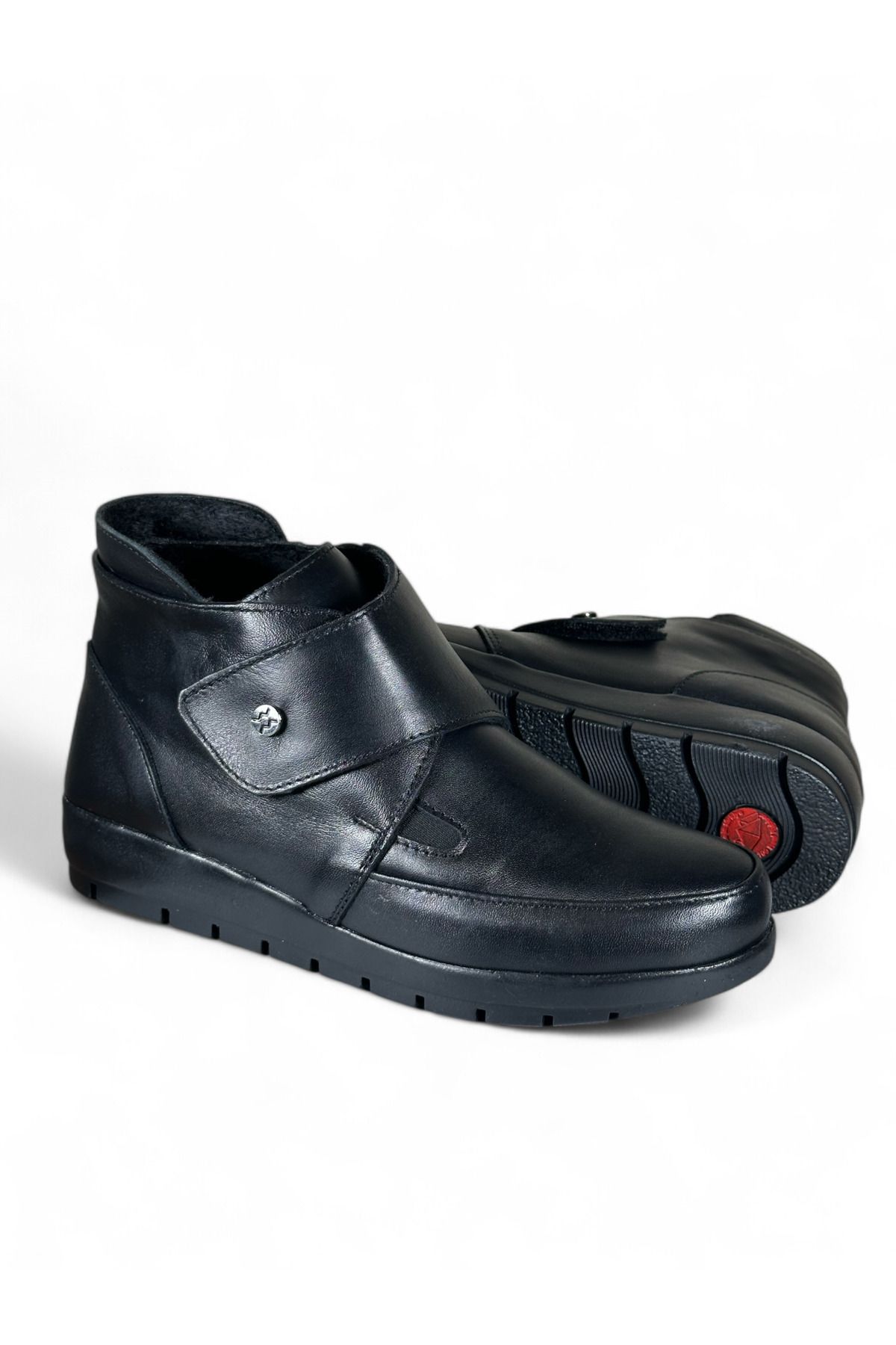 Hakiki Deri Kaymaz Taban İçi Tüylü Ortopedik Anne Botu