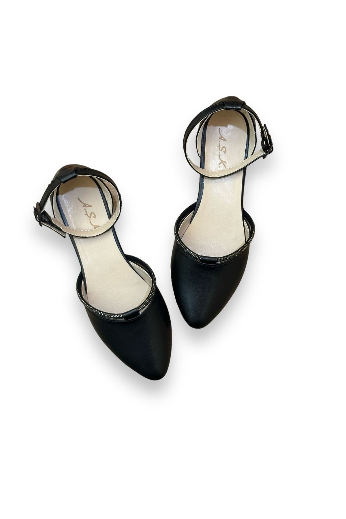 Kadın Topuksuz Şerit Taş Detaylı Ve Kemerlli Açık Yazlık Gündelik-gecelik Abiye Sandalet-ayakkabı