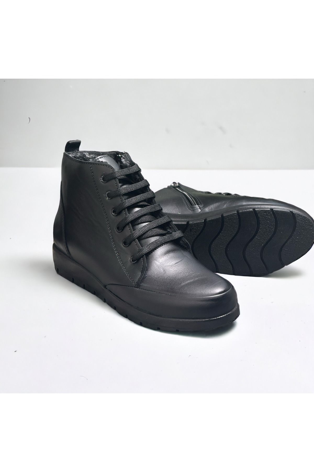 Hakiki Deri Kaymaz Taban Kürklü Ortopedik Genç Anne Botu