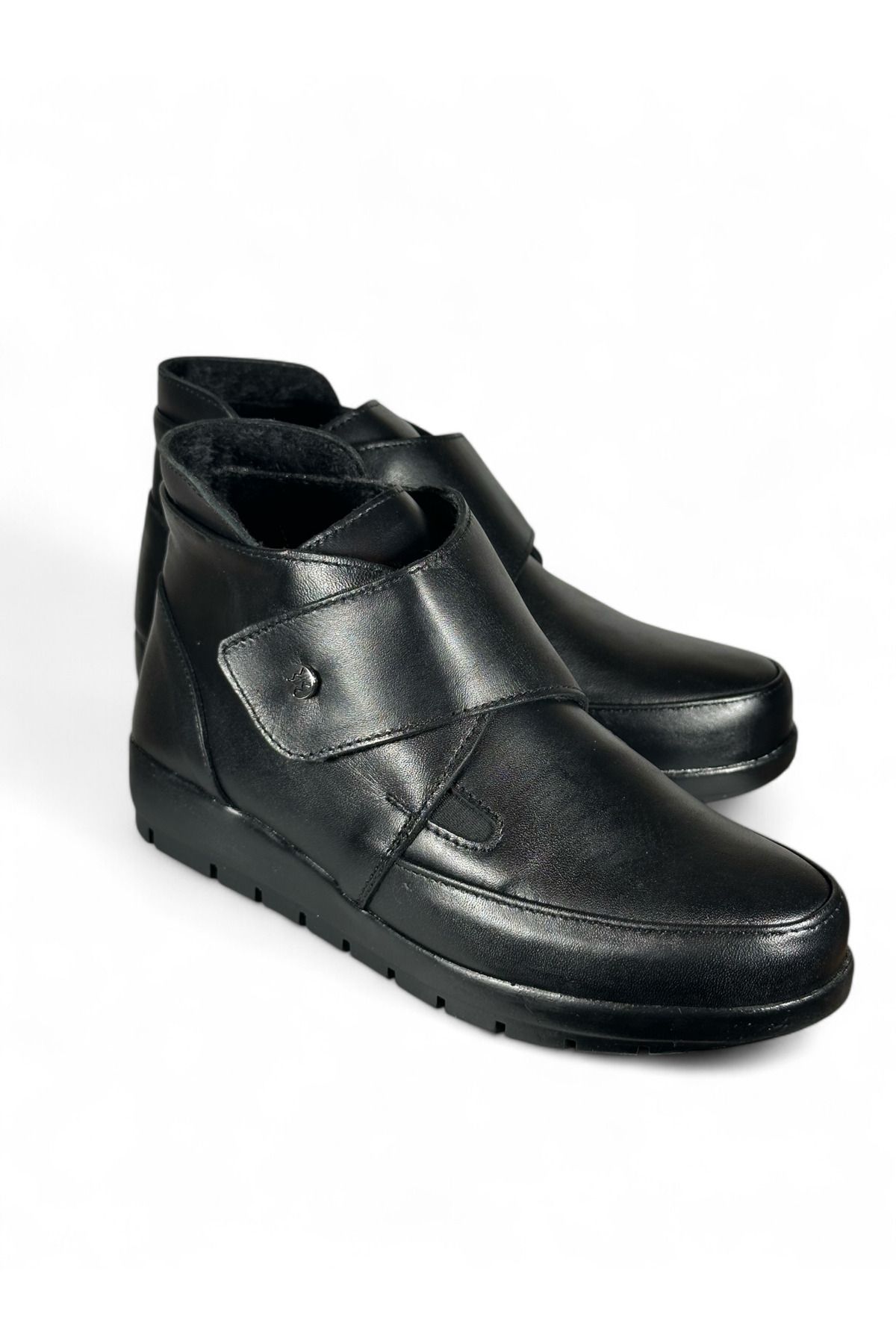 Hakiki Deri Kaymaz Taban İçi Tüylü Ortopedik Anne Botu