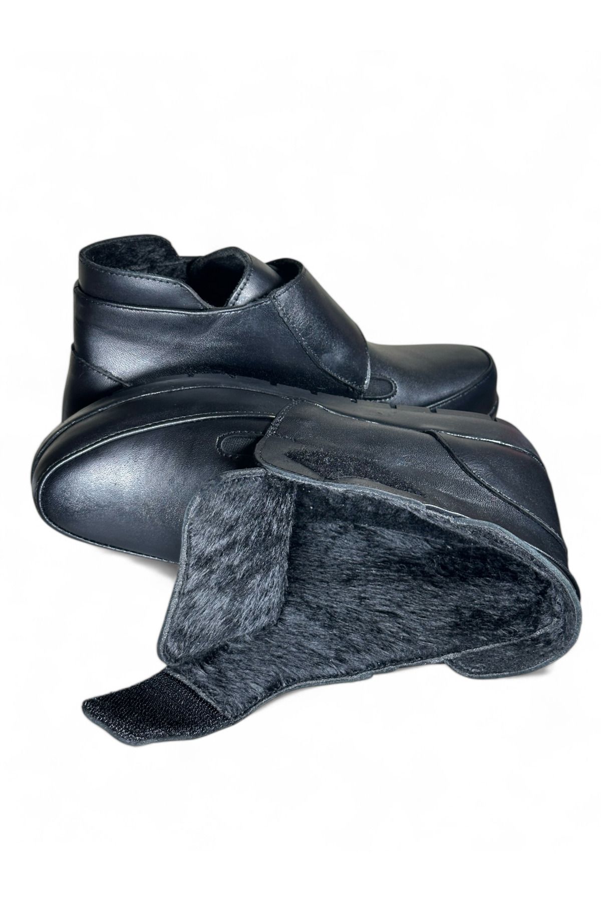 Hakiki Deri Kaymaz Taban İçi Tüylü Ortopedik Anne Botu