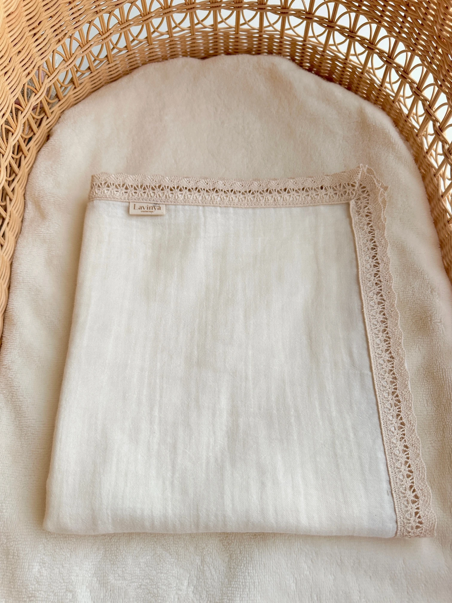 Naturel Krem Çift Katlı Müslin Örtü