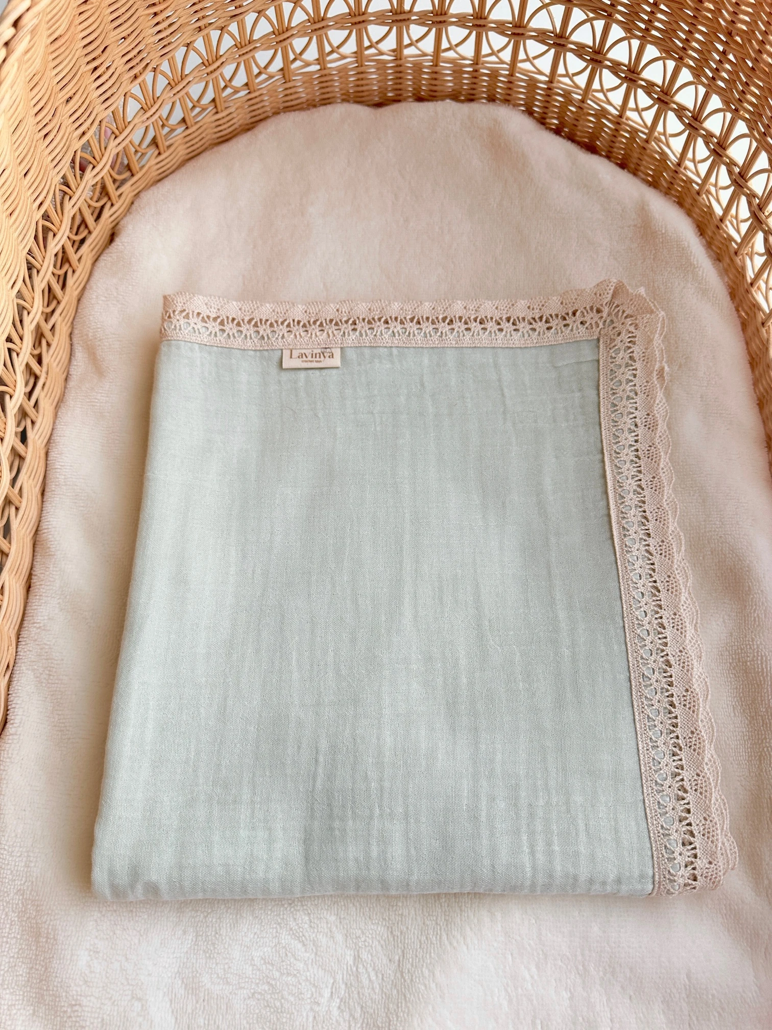 Naturel Mint Yeşili Çift Katlı Müslin Örtü