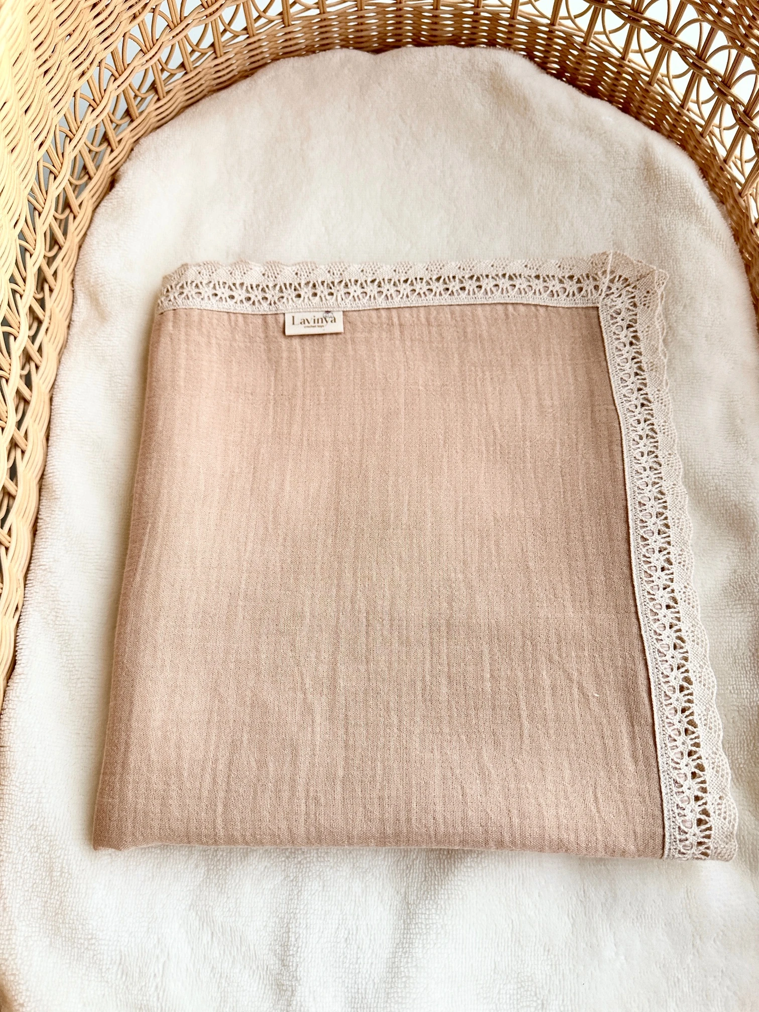 Naturel  Kahve Çift katlı Müslin Örtü