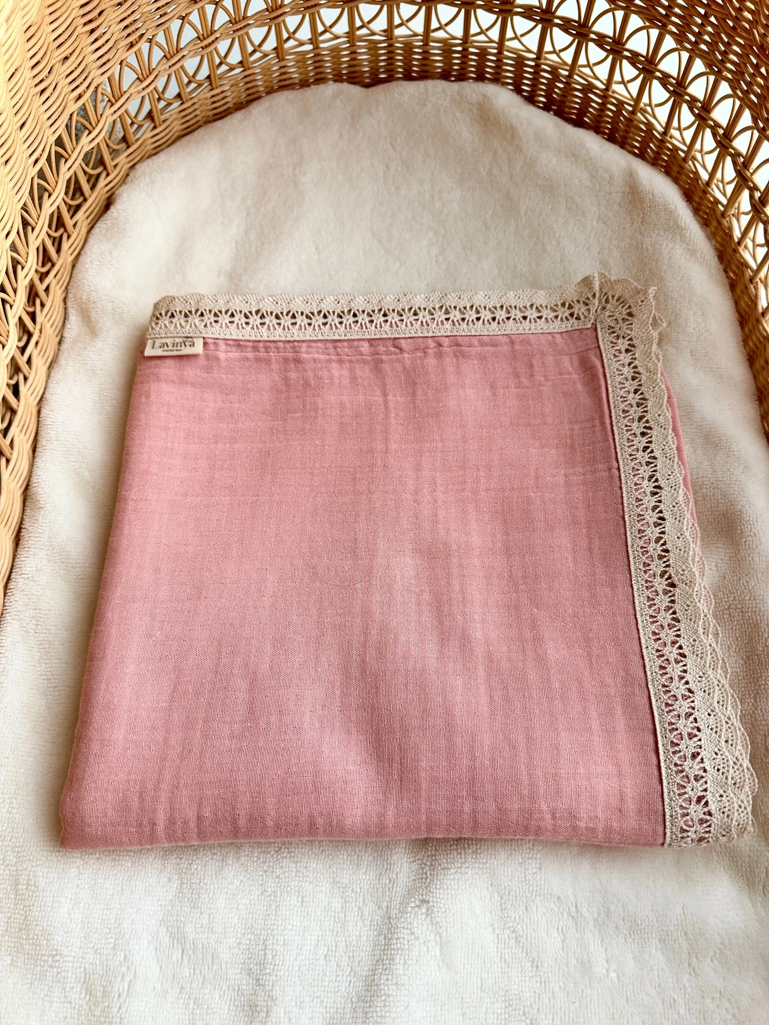 Naturel Pudra Çift Katlı Müslin Örtü 