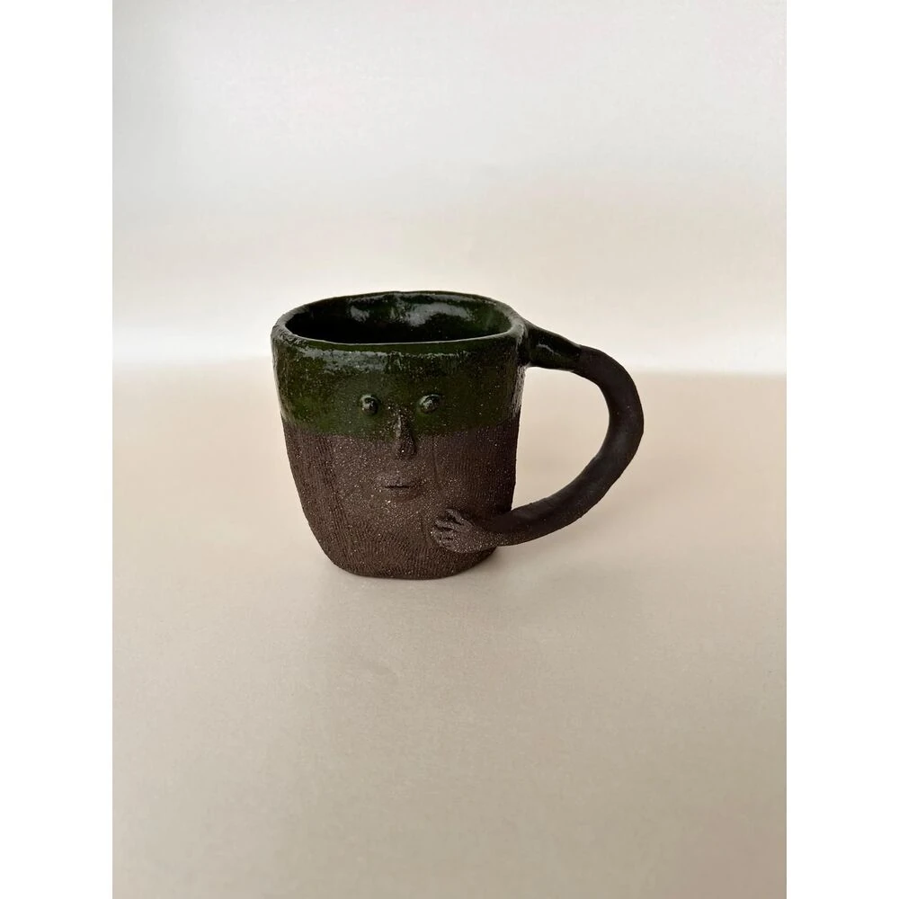 Green Face El Yapımı Seramik Kupa