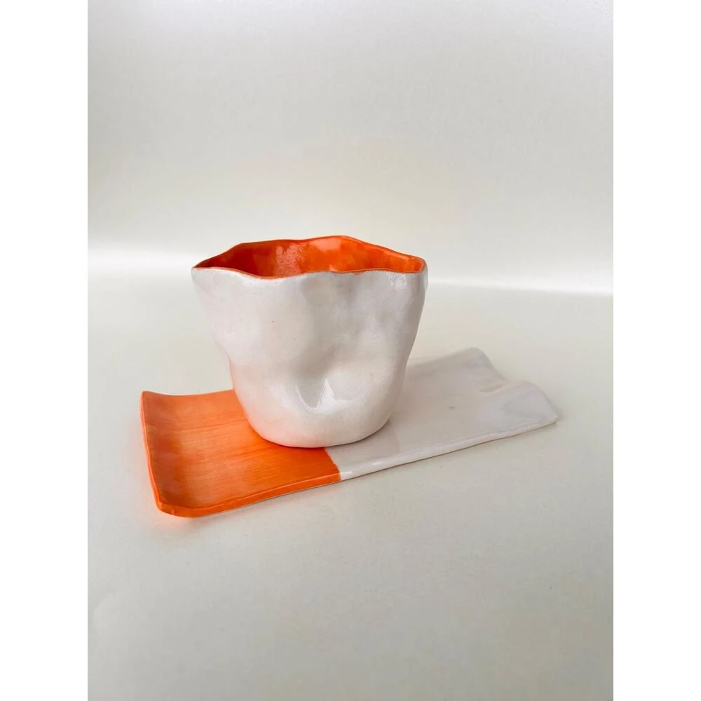 Flat El Yapımı Seramik Kupa