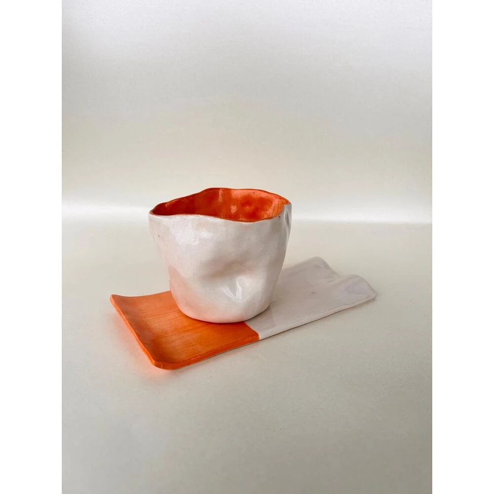 Flat El Yapımı Seramik Kupa