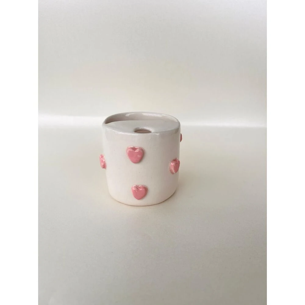Pink Heart El Yapımı Seramik Bardak