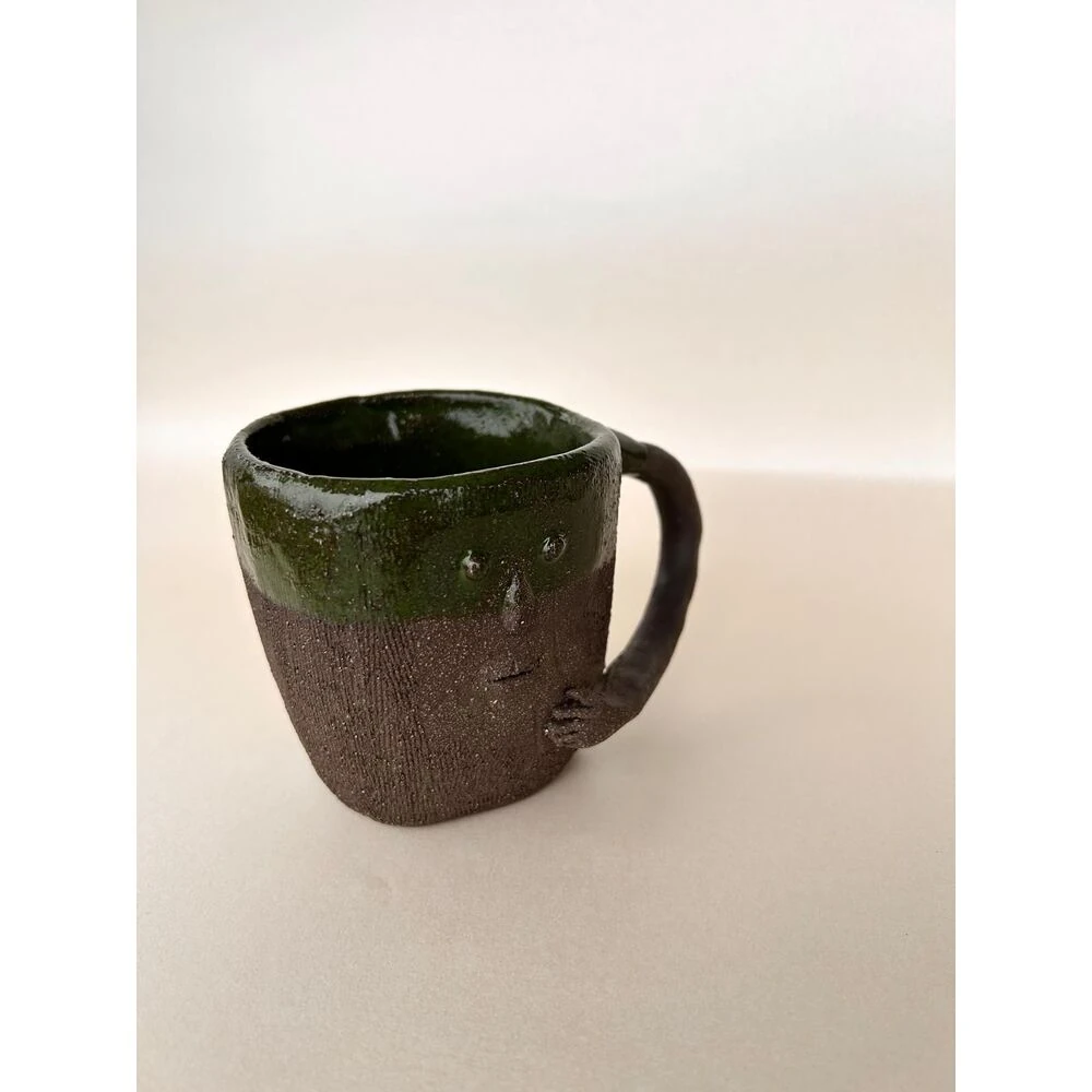 Green Face El Yapımı Seramik Kupa