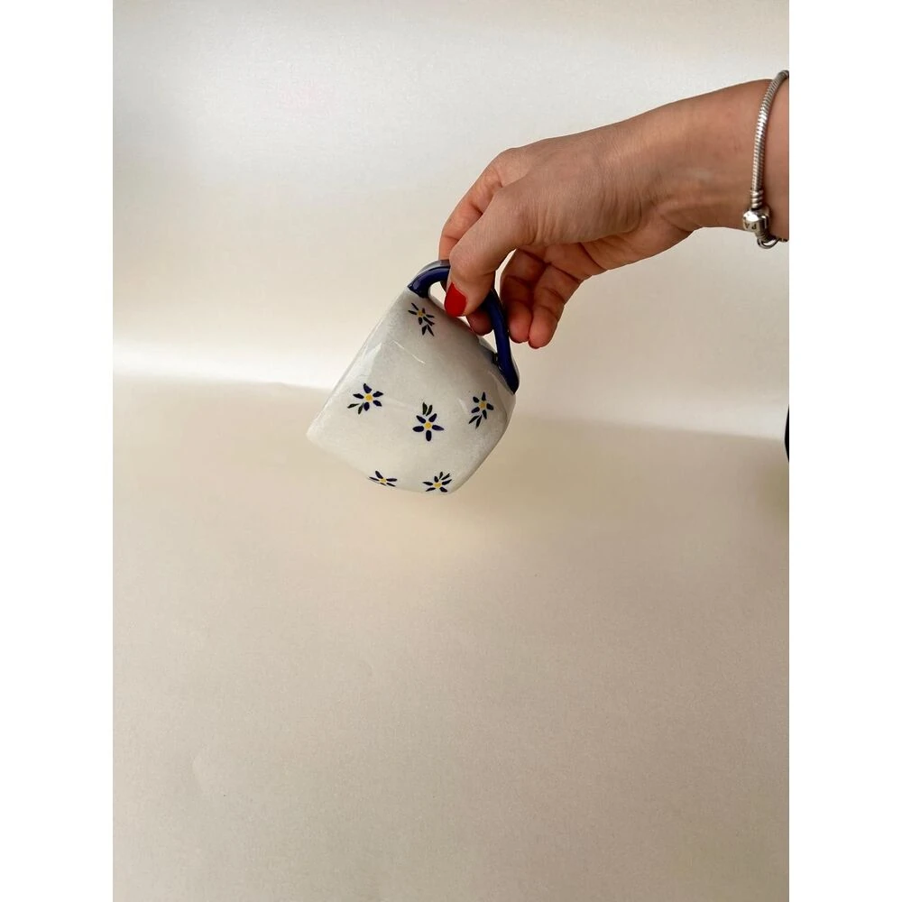 Blue Daısy El Yapımı Seramik Kupa