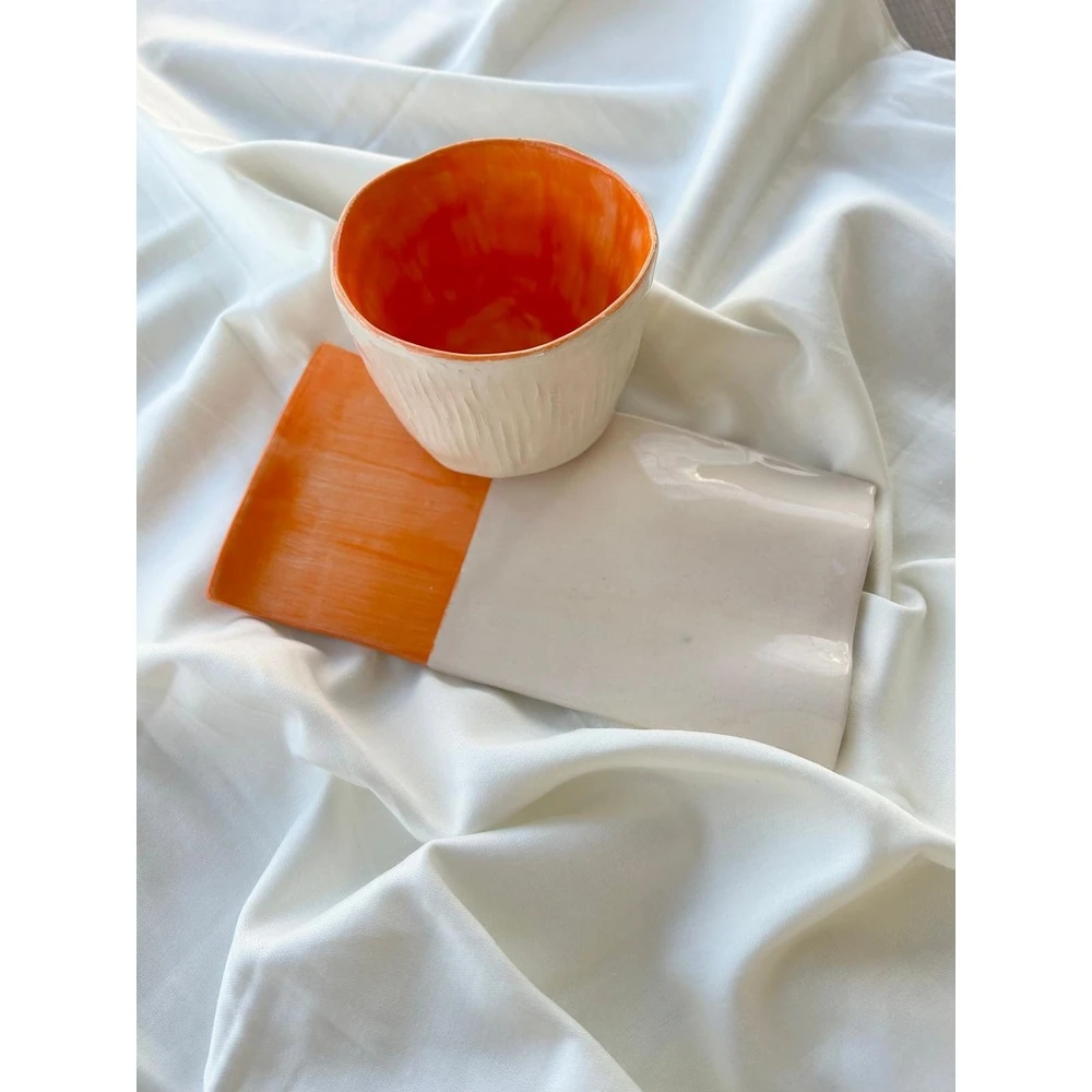 Line El Yapımı Seramik Kupa Altlığı