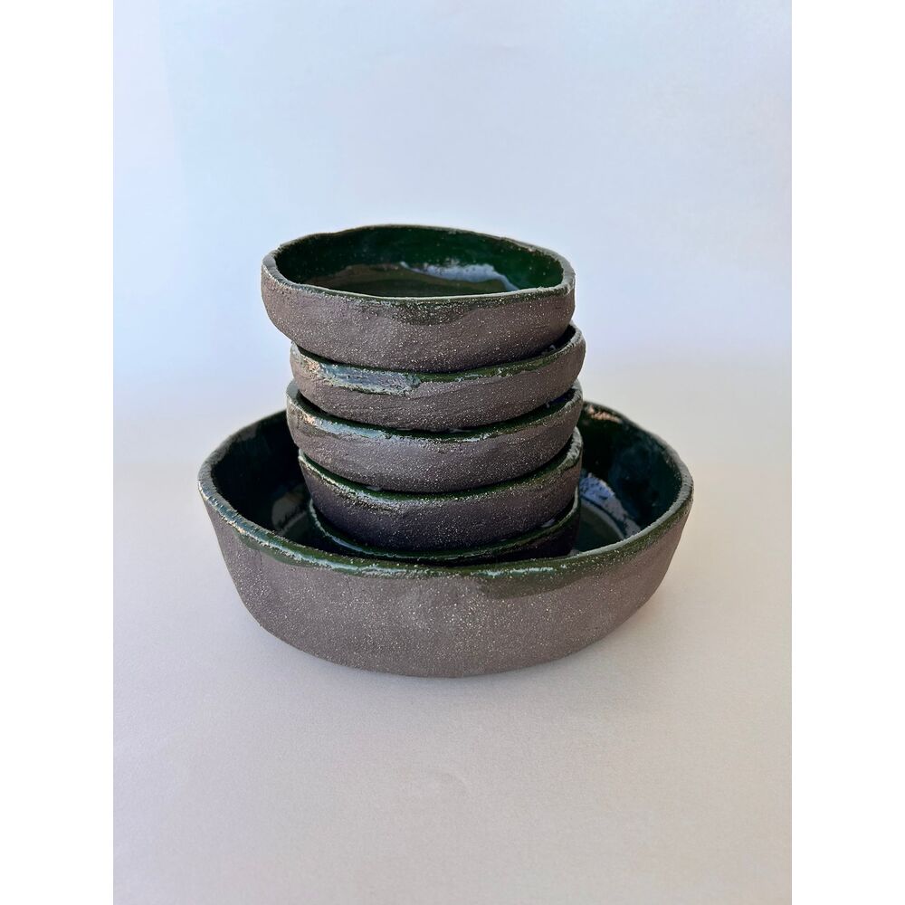 Green Plate 6'Lı Set El Yapımı Seramik Tabak