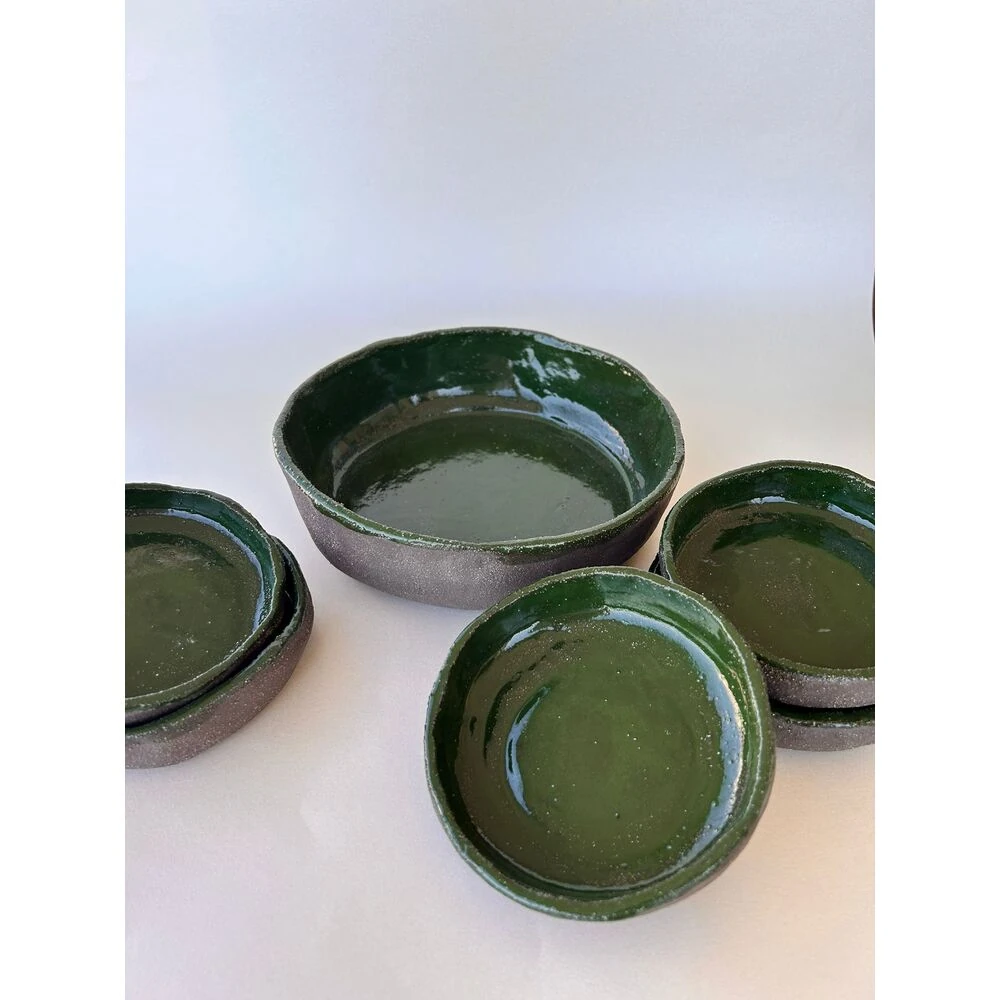 Green Plate 6'Lı Set El Yapımı Seramik Tabak
