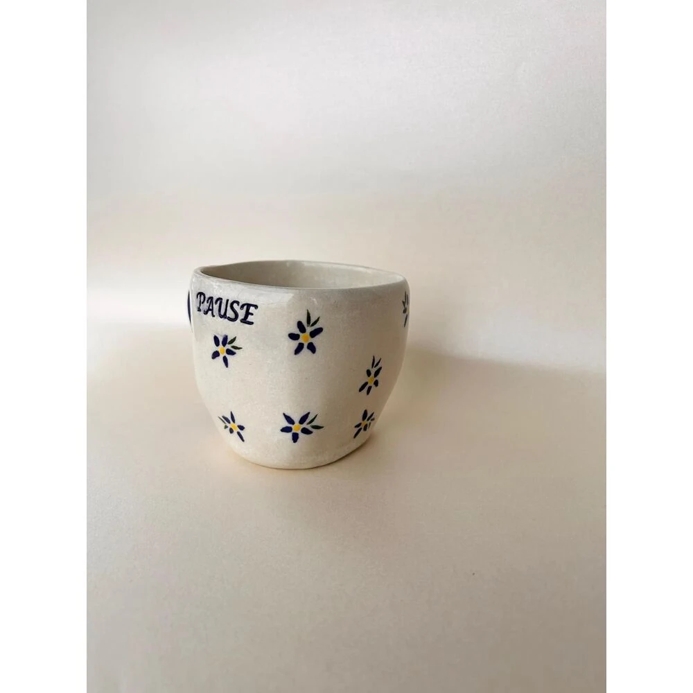 Blue Daısy El Yapımı Seramik Kupa
