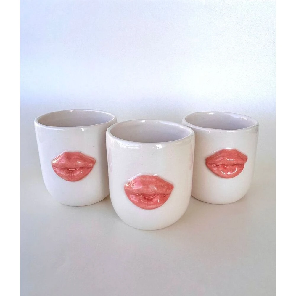 Lips (Tek Adet) El Yapımı Seramik Kupa