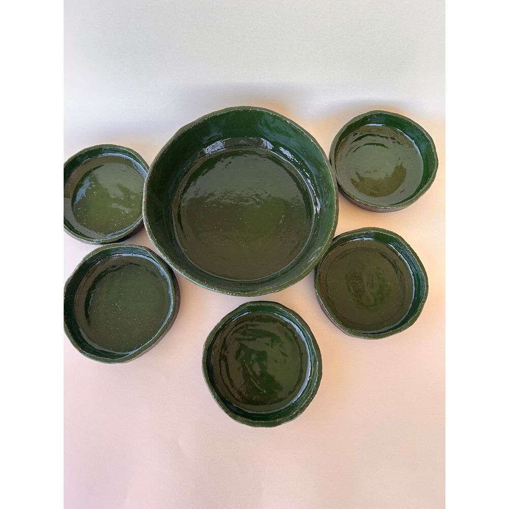 Green Plate 6'Lı Set El Yapımı Seramik Tabak